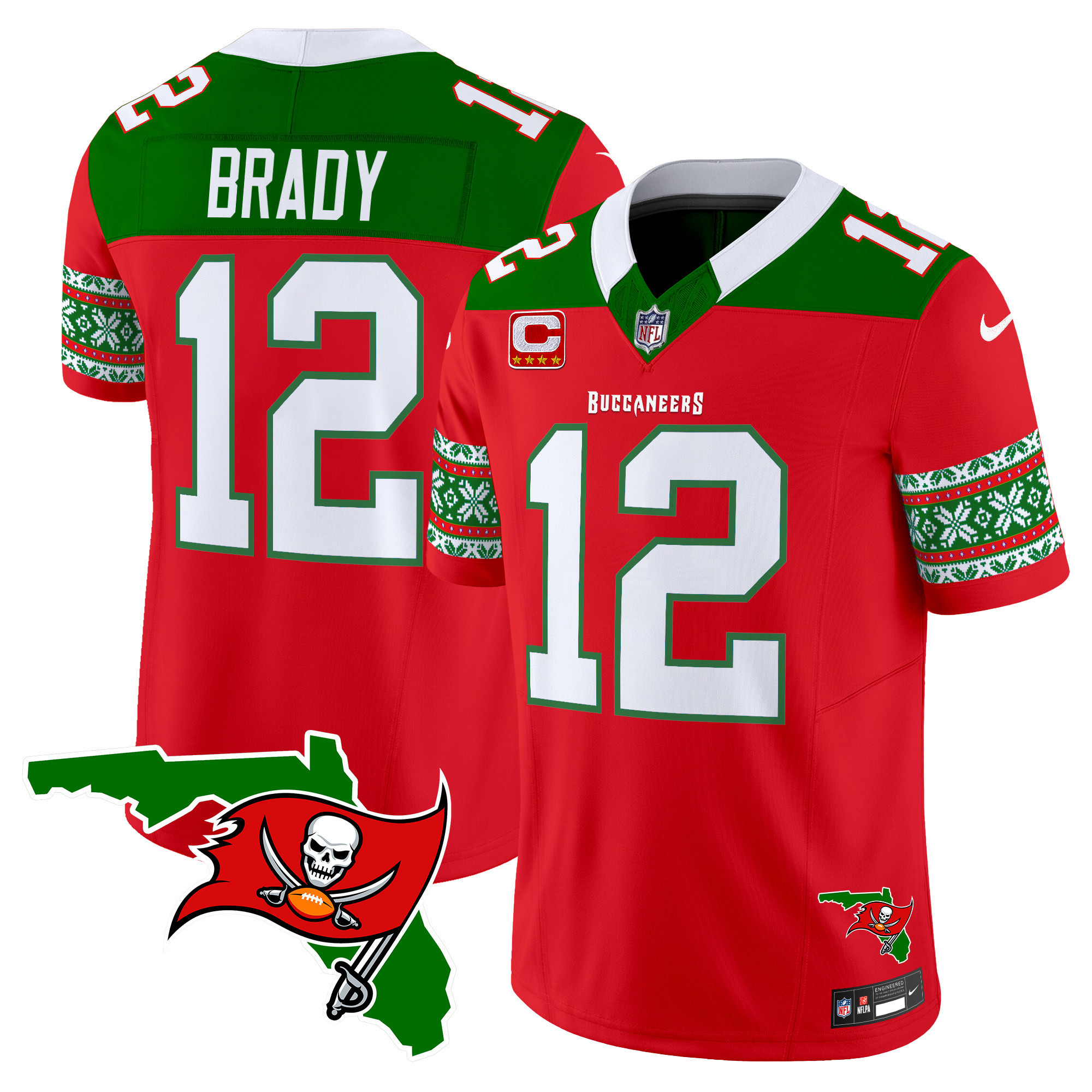 Tom Brady Men's Tampa Bay Buccaneers 2024 Christmas Vapor Limited Red Jersey - All Stitched