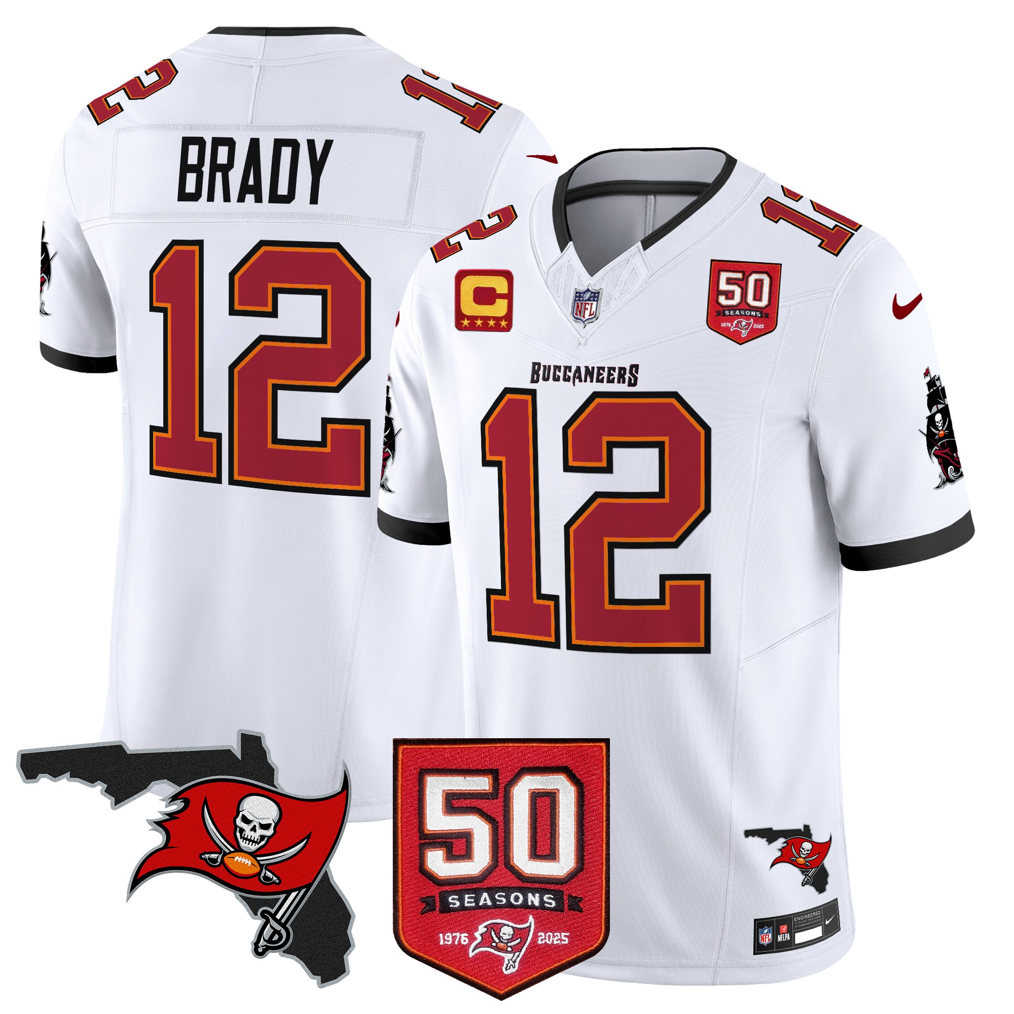 Tom Brady Men's Tampa Bay Buccaneers 50th Season Patch Vapor Limited White Jersey - All Stitched