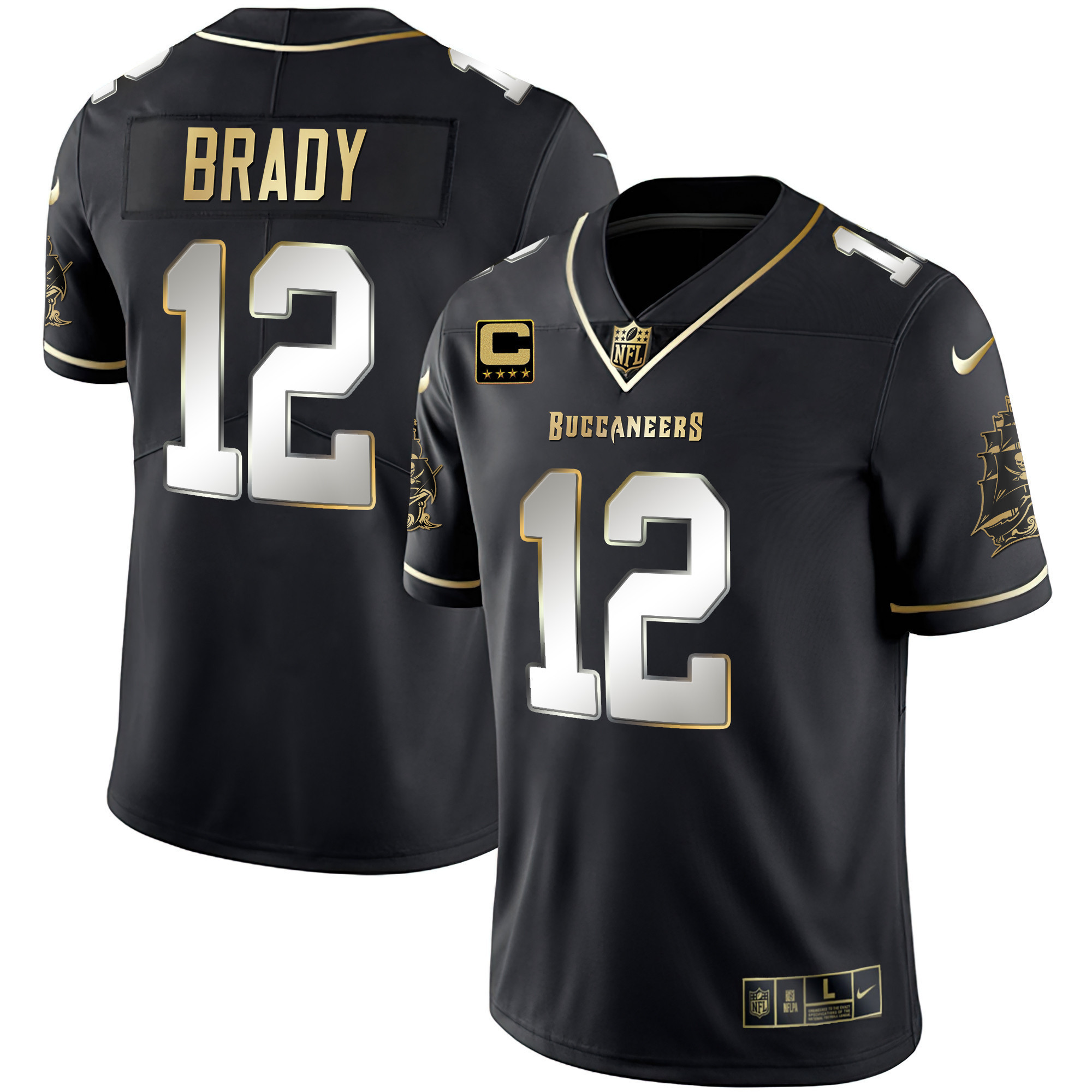 Tom Brady Men's Tampa Bay Buccaneers Gold Vapor Black Limited Jersey - All Stitched