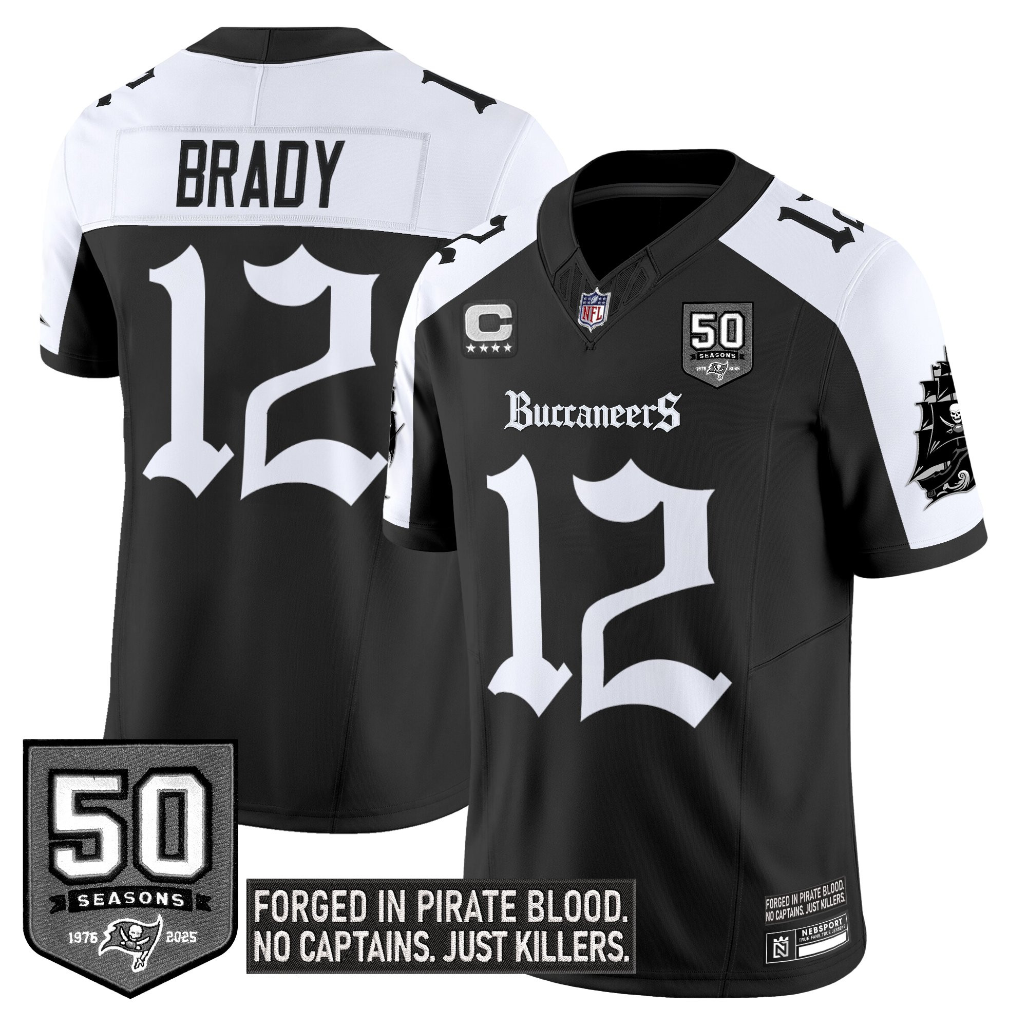 Tom Brady Men's Tampa Bay Buccaneers 'Gothic Pirate Shadows Edition' Limited Alternate Jersey - All Stitched
