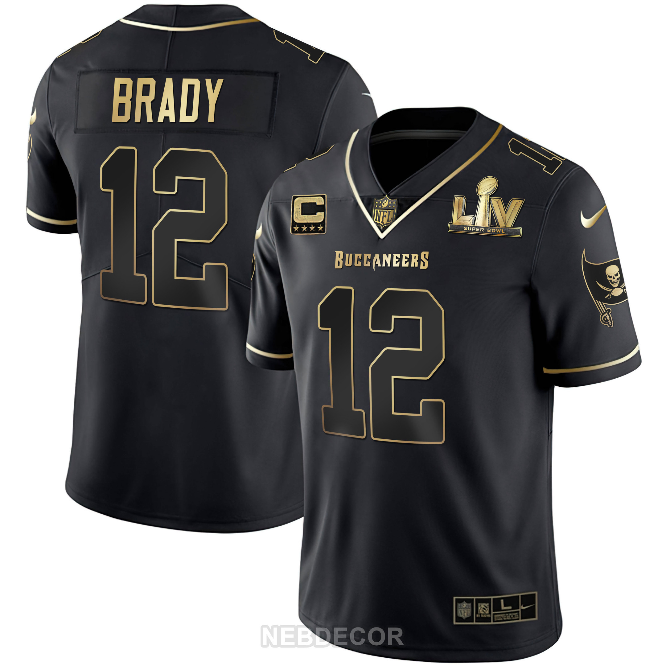 Tom Brady Men's Tampa Bay Buccaneers Super Bowl LIV White Gold & Black Gold Black Gold Jersey - All Stitched
