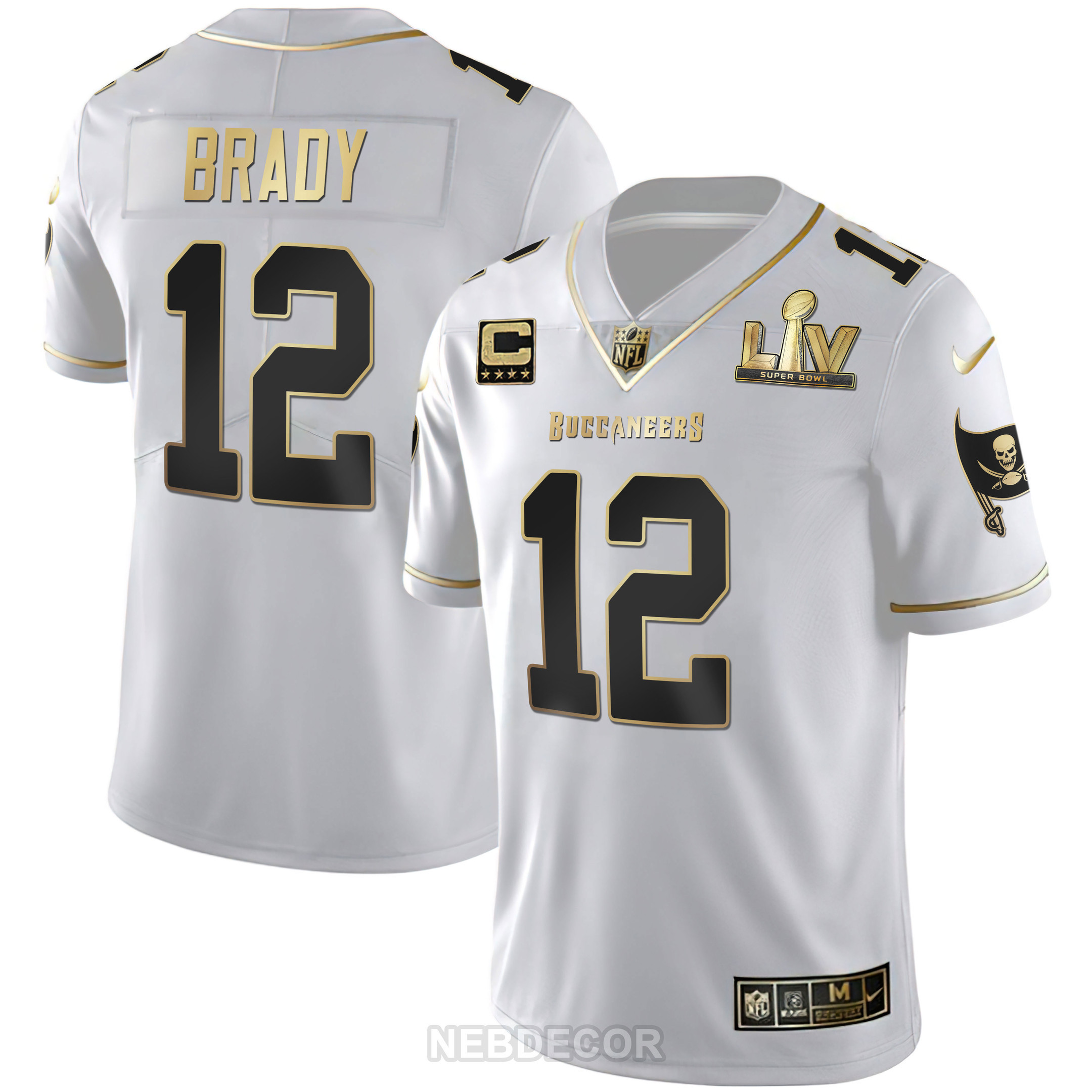 Tom Brady Men's Tampa Bay Buccaneers Super Bowl LIV White Gold & Black Gold White Gold Jersey - All Stitched