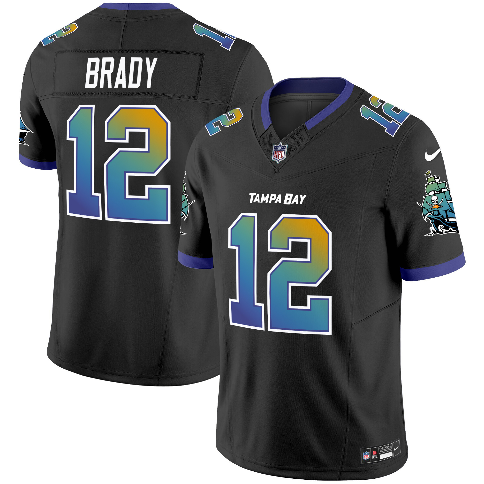 Tom Brady Men's Tampa Bay Buccaneers "Tampa City" Vapor Limited Black Jersey - All Stitched