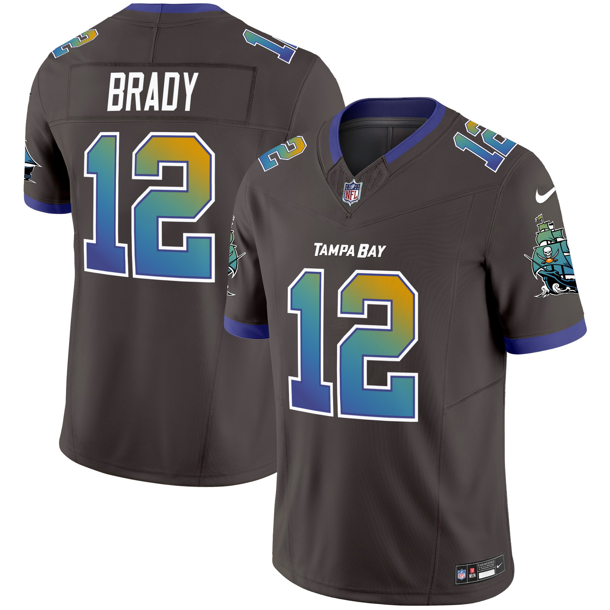 Tom Brady Men's Tampa Bay Buccaneers "Tampa City" Vapor Limited Pewter Jersey - All Stitched