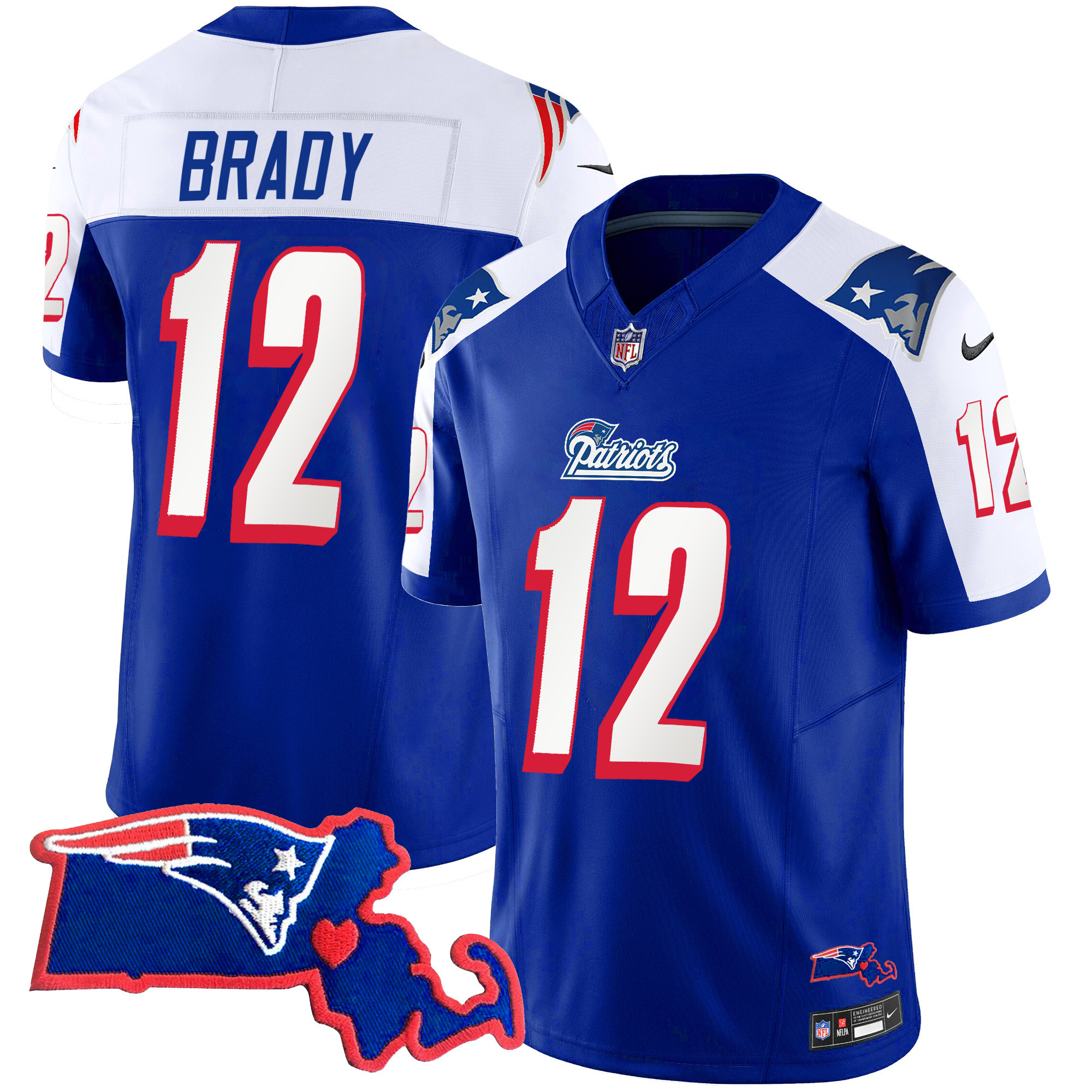 Tom Brady Women's New England Patriots Massachusetts Patch Vapor 1996 Alternate Jersey - All Stitched