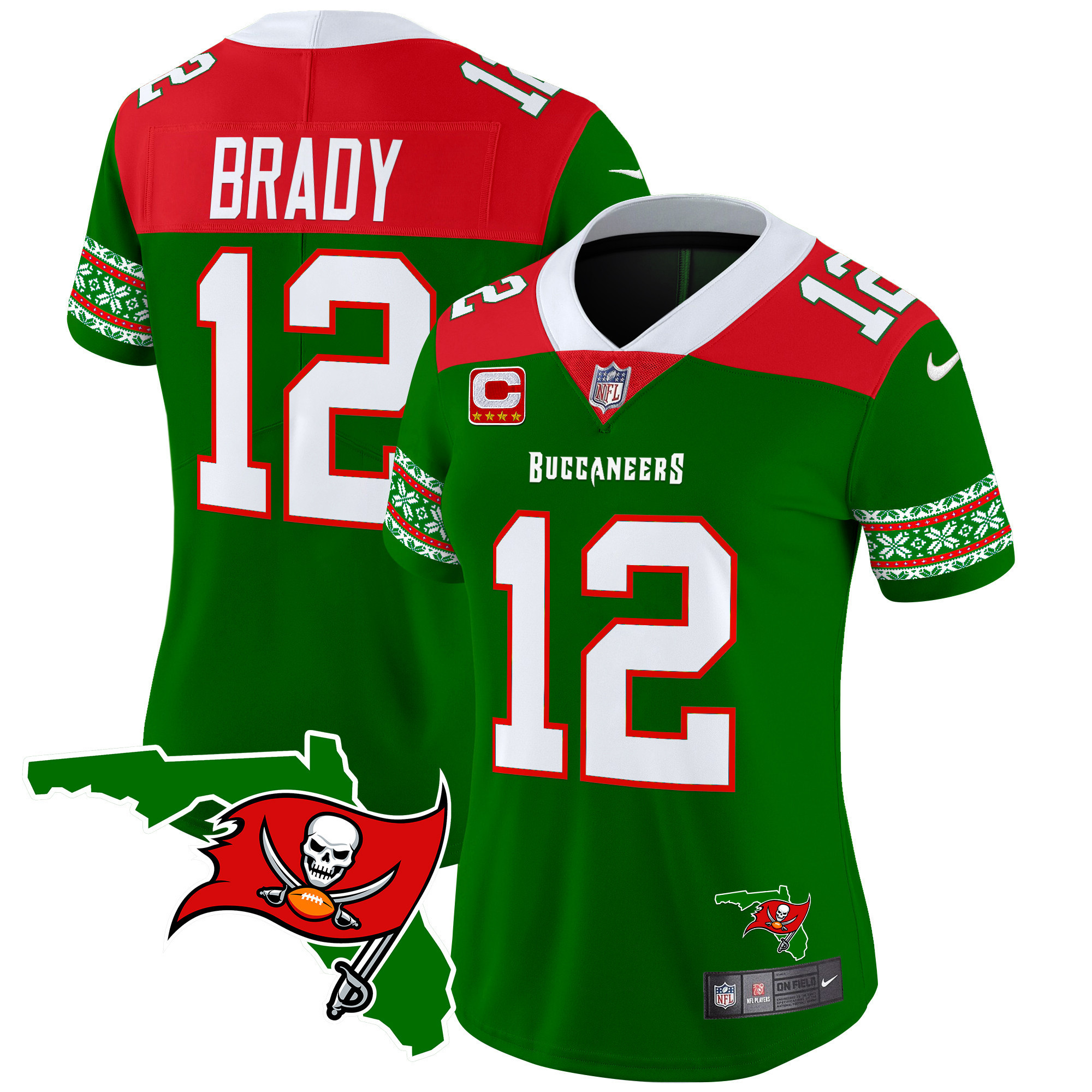 Tom Brady Women's Tampa Bay Buccaneers 2024 Christmas Vapor Limited Green Jersey - All Stitched