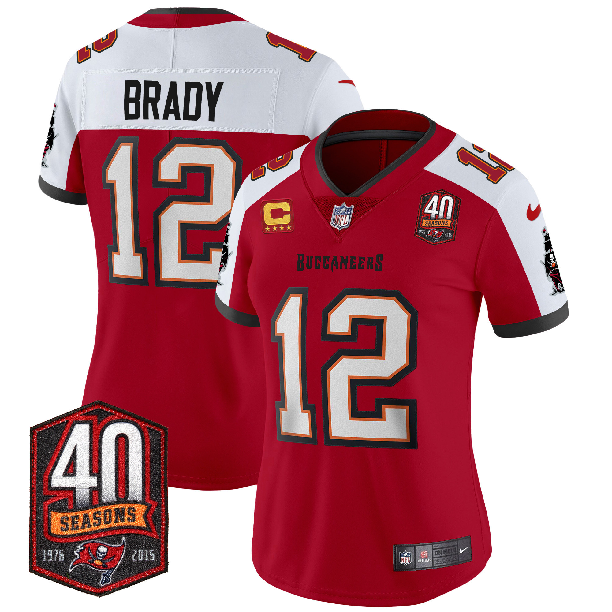 Tom Brady Women's Tampa Bay Buccaneers 40th Season Patch Vapor Limited Red Alternate Jersey - All Stitched