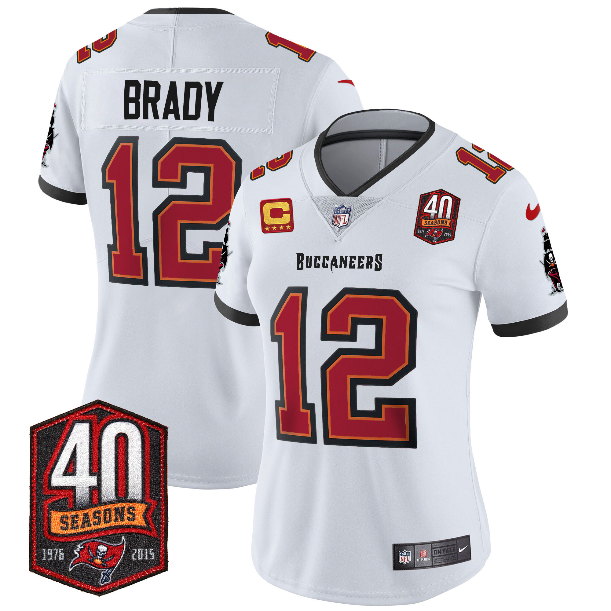 Tom Brady Women's Tampa Bay Buccaneers 40th Season Patch Vapor Limited White Jersey - All Stitched