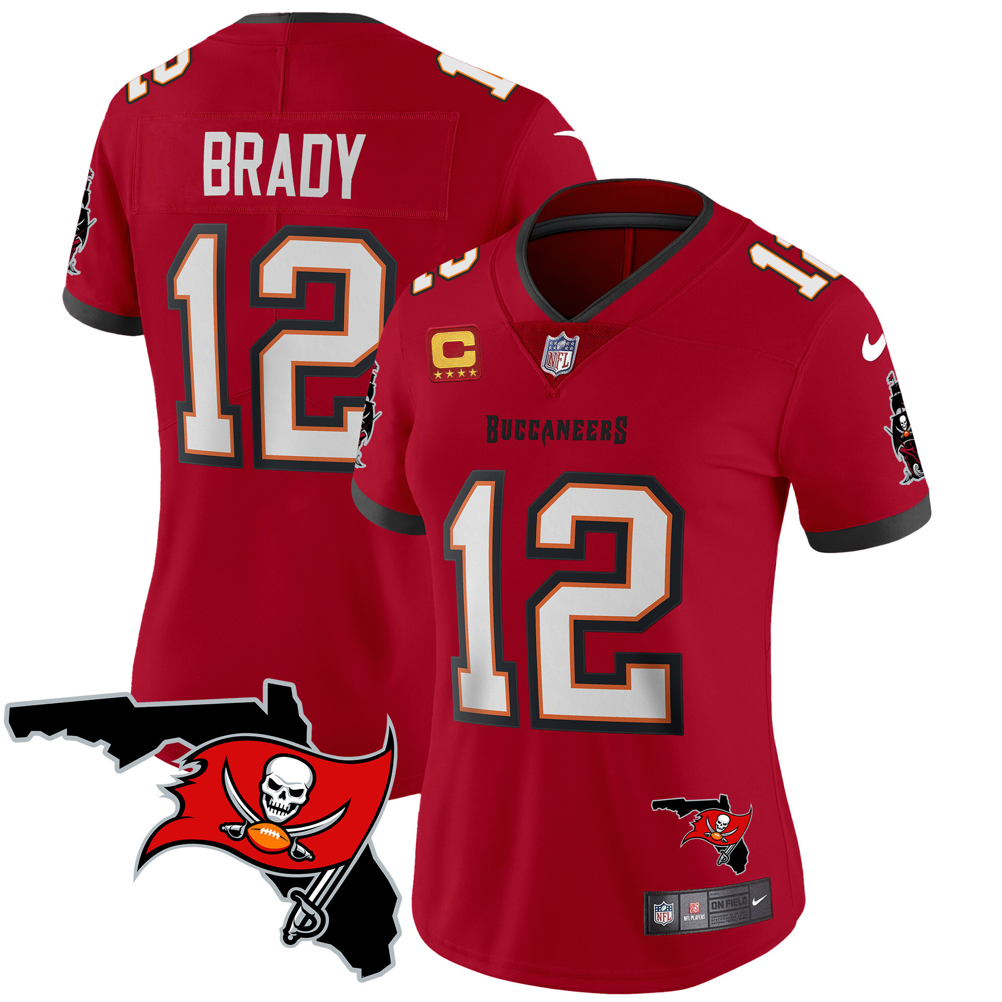 Tom Brady Women's Tampa Bay Buccaneers Florida Patch Vapor Limited Red Jersey - All Stitched