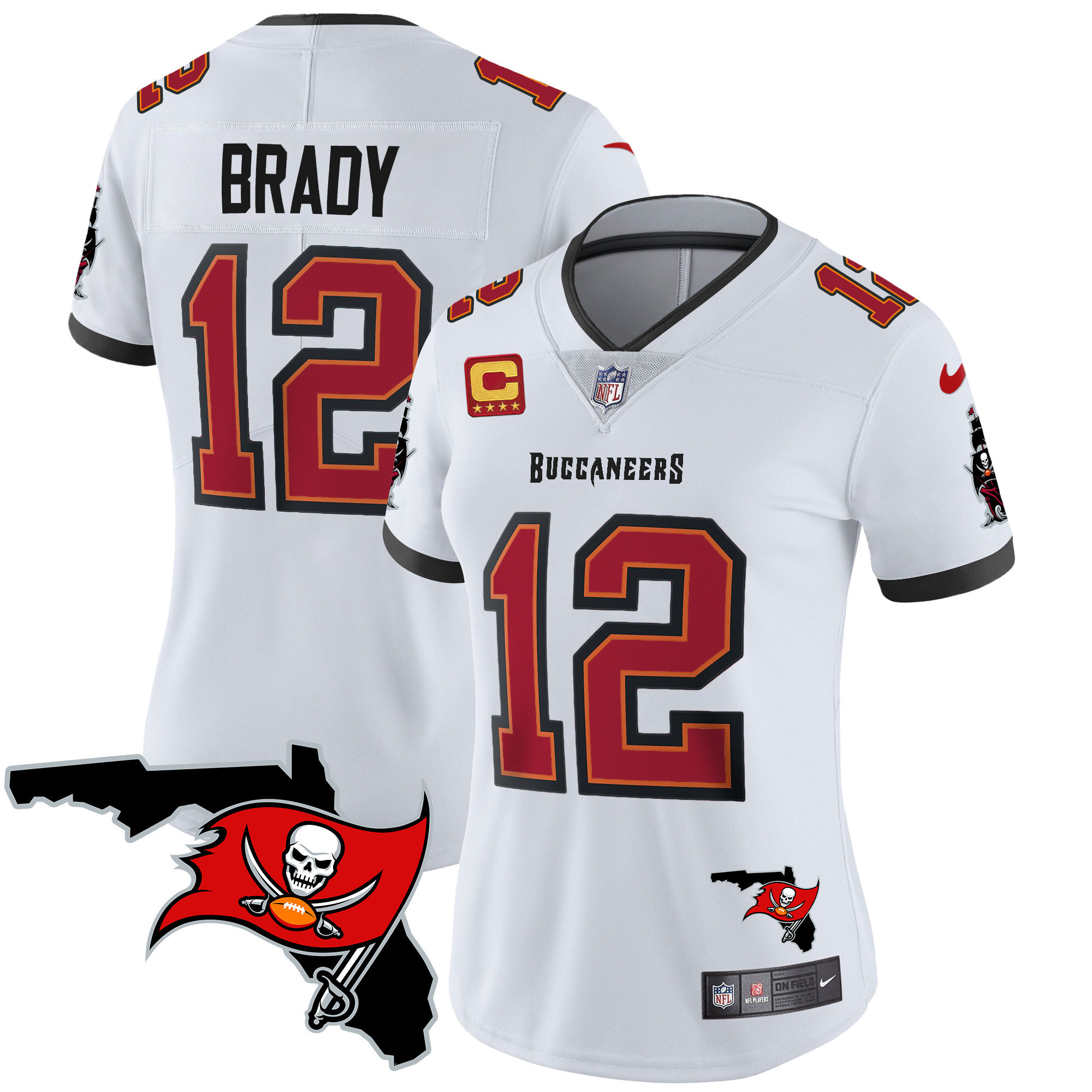 Tom Brady Women's Tampa Bay Buccaneers Florida Patch Vapor Limited White Jersey - All Stitched