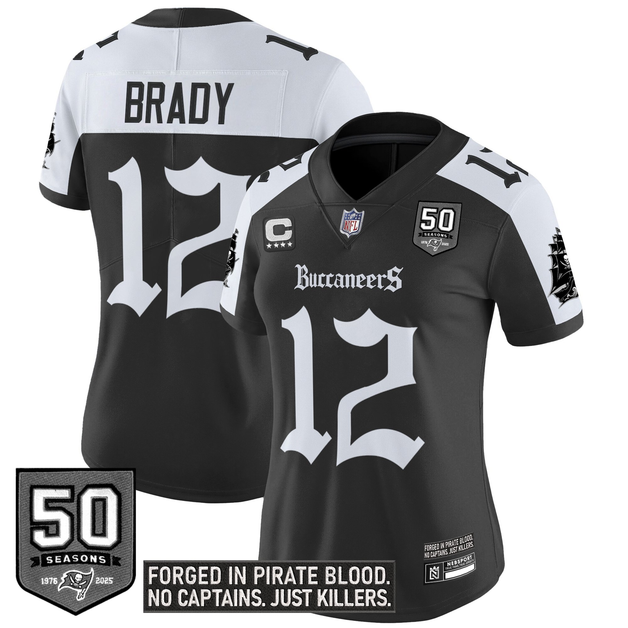 Tom Brady Women's Tampa Bay Buccaneers 'Gothic Pirate Shadows Edition' Vapor Limited Alternate Jersey - All Stitched
