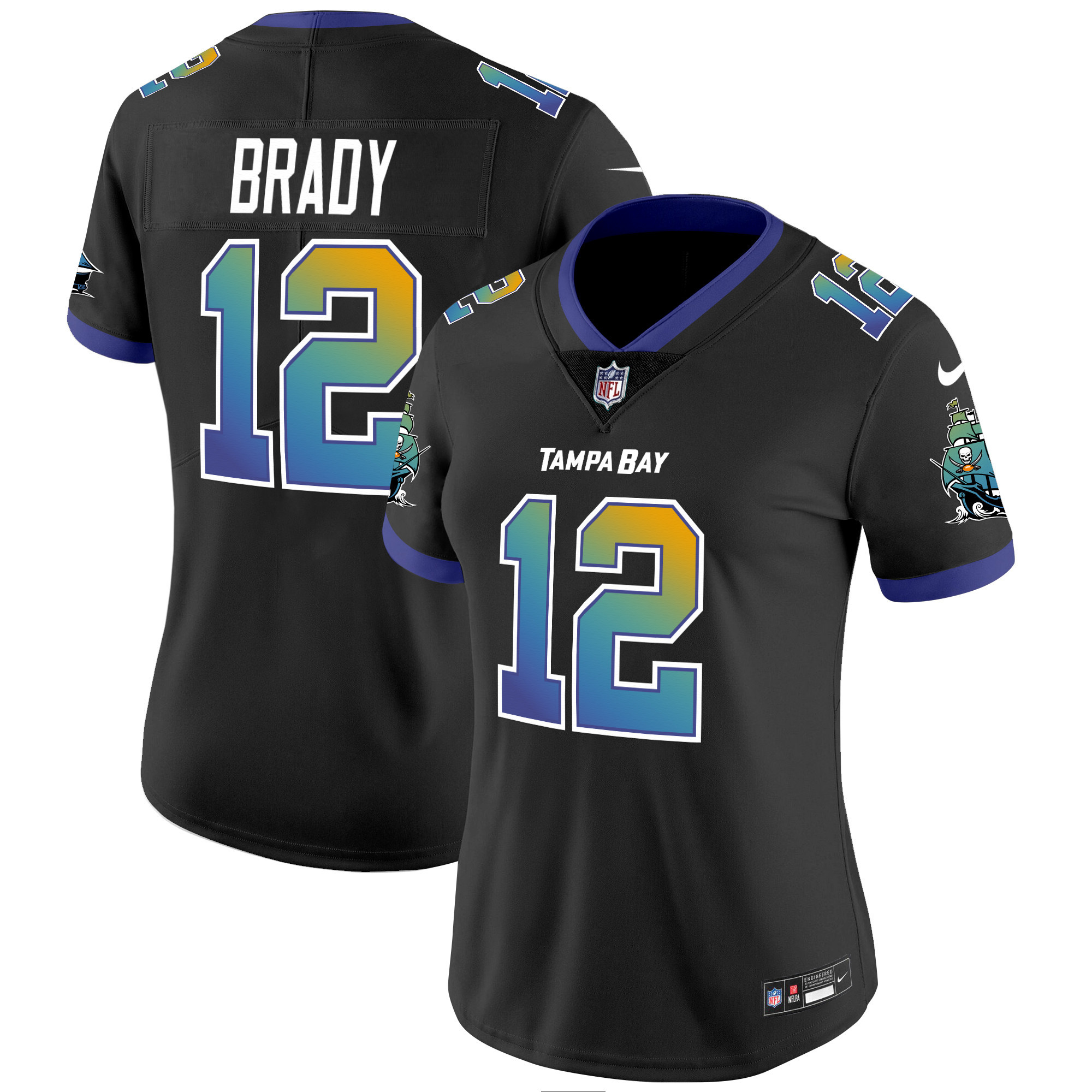 Tom Brady Women's Tampa Bay Buccaneers "Tampa City" Vapor Limited Black Jersey - All Stitched