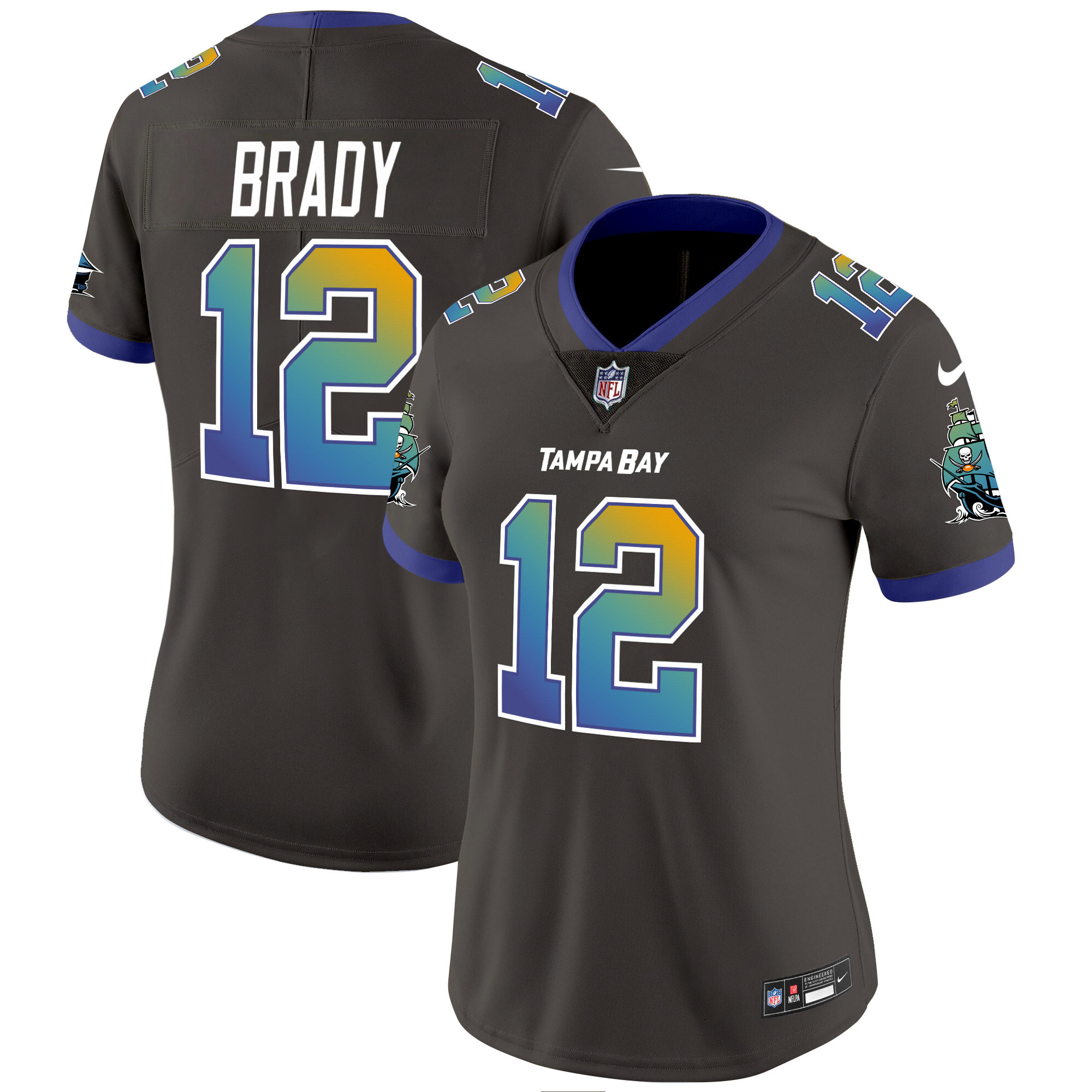 Tom Brady Women's Tampa Bay Buccaneers "Tampa City" Vapor Limited Pewter Jersey - All Stitched