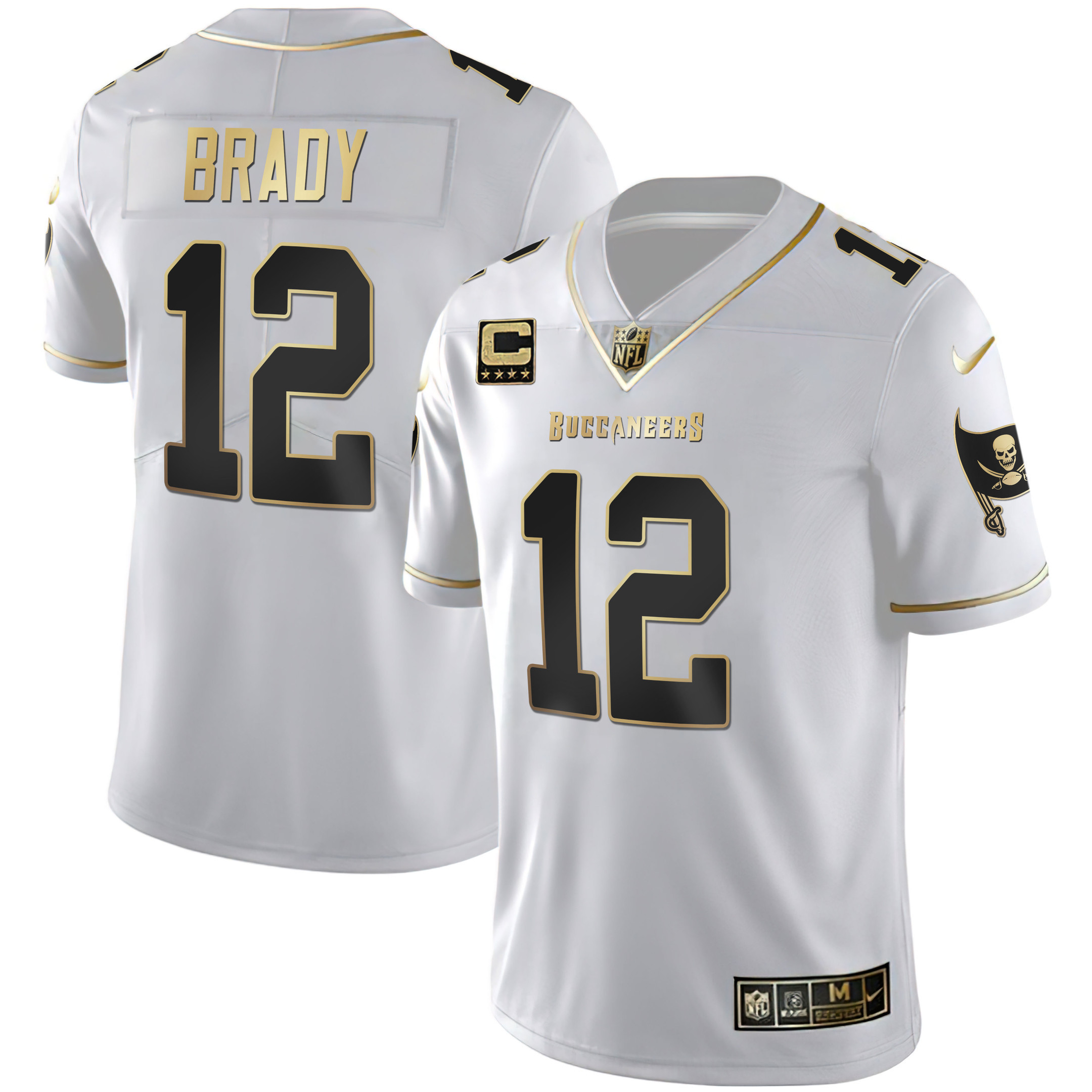 Tom Brady Women's Tampa Bay Buccaneers White Gold & Black Gold White Gold Jersey - All Stitched