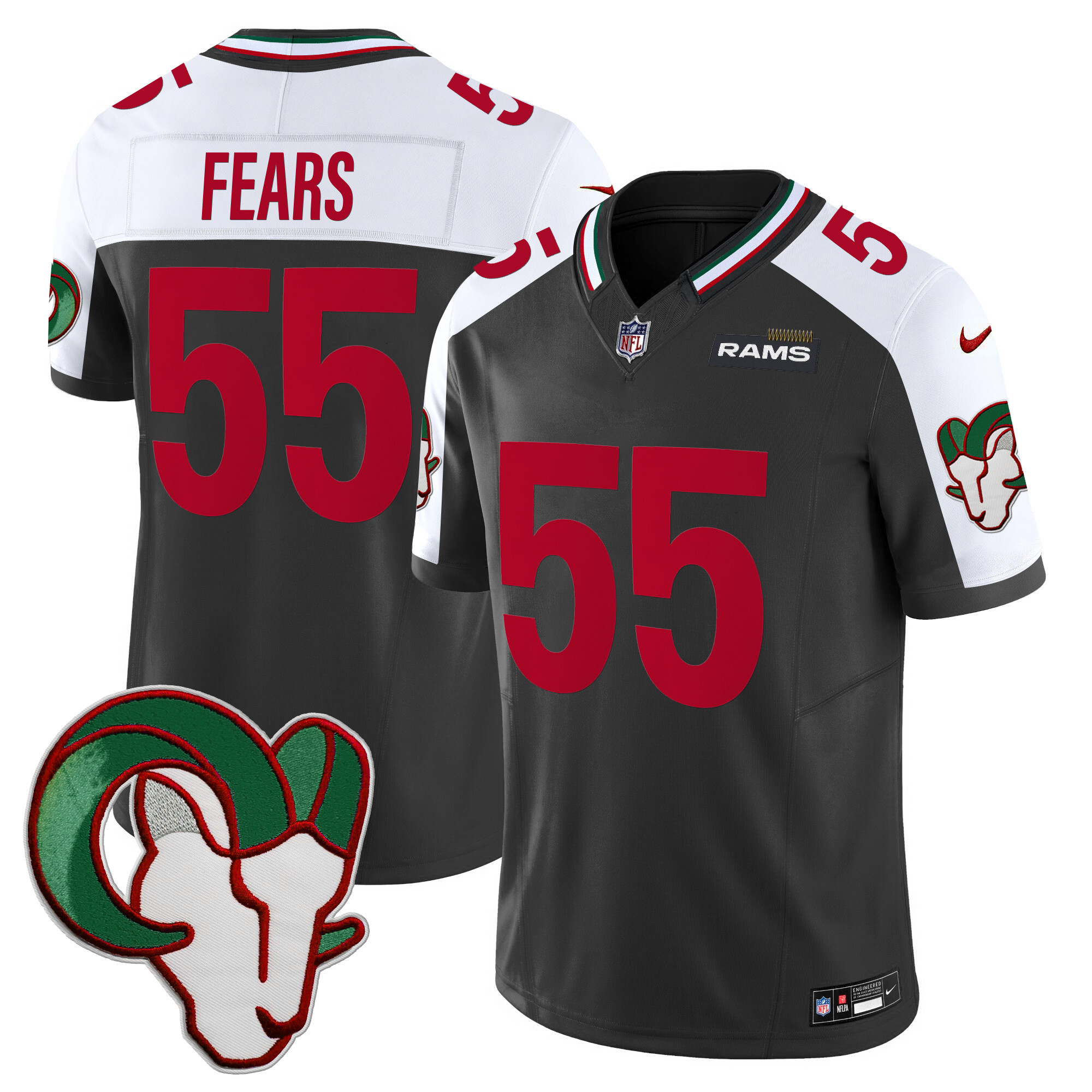 Tom Fears Men's Los Angeles Rams Mexico Vapor Limited Black Alternate Jersey - All Stitched