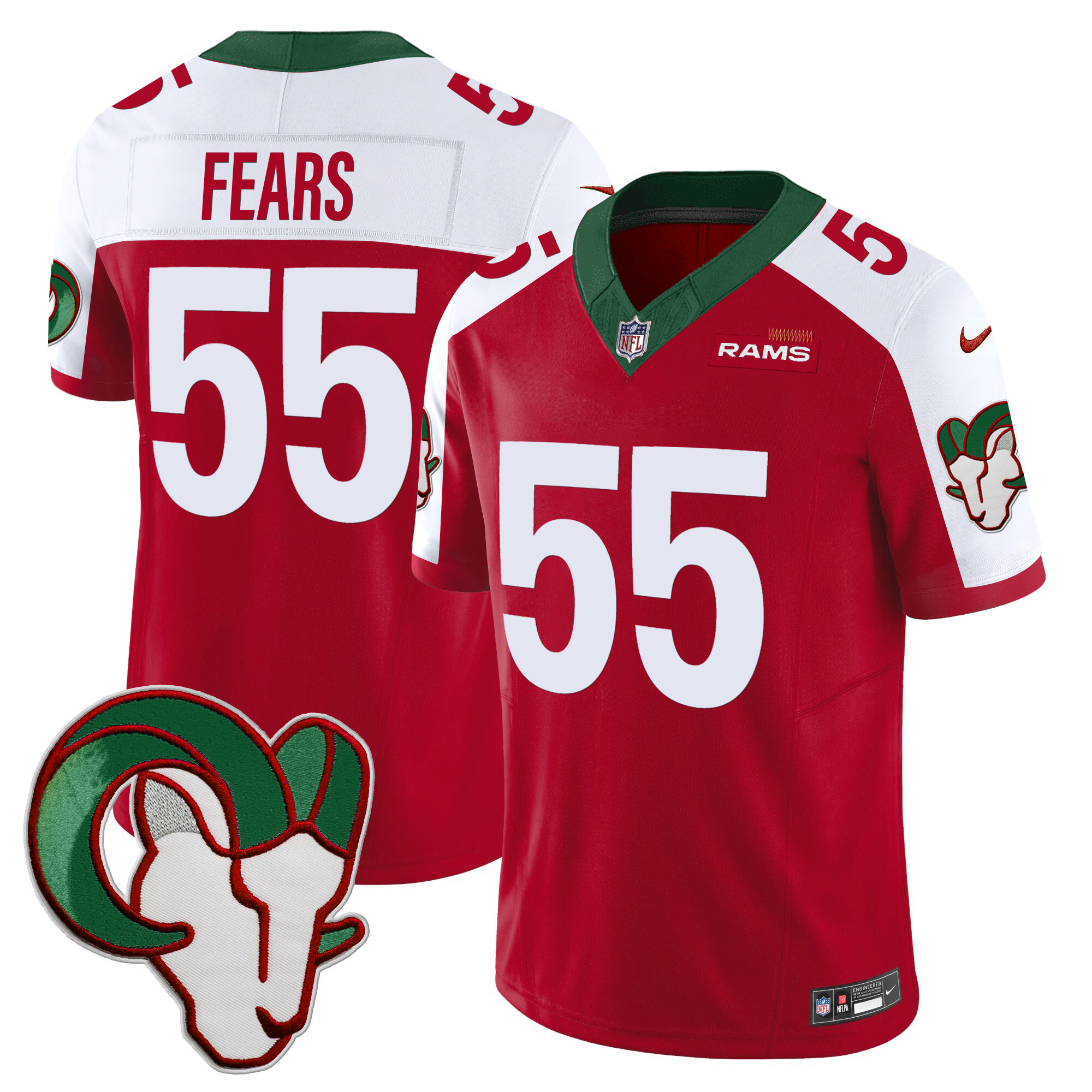 Tom Fears Men's Los Angeles Rams Mexico Vapor Limited Red Alternate Jersey - All Stitched