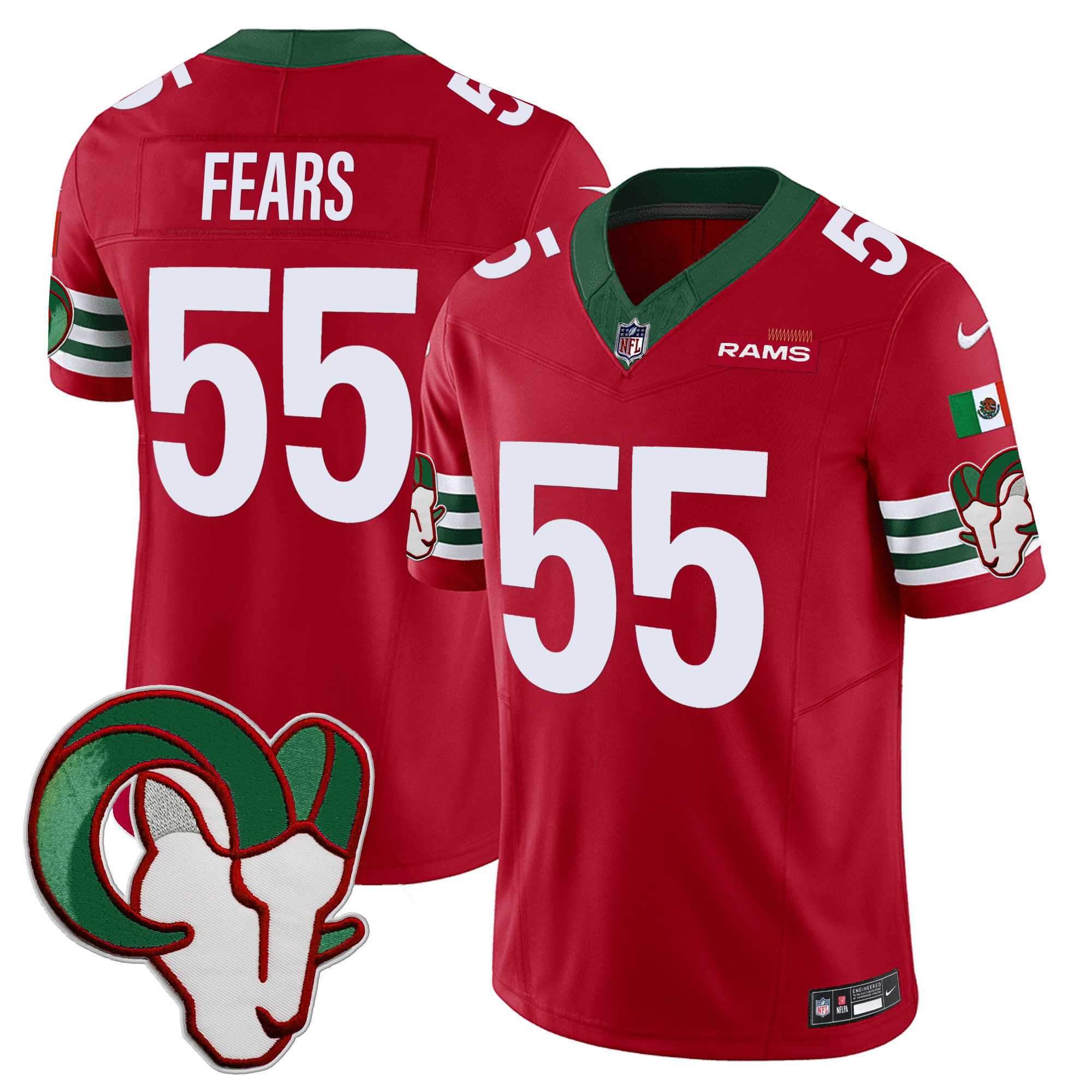 Tom Fears Men's Los Angeles Rams Mexico Vapor Limited Red Jersey - All Stitched