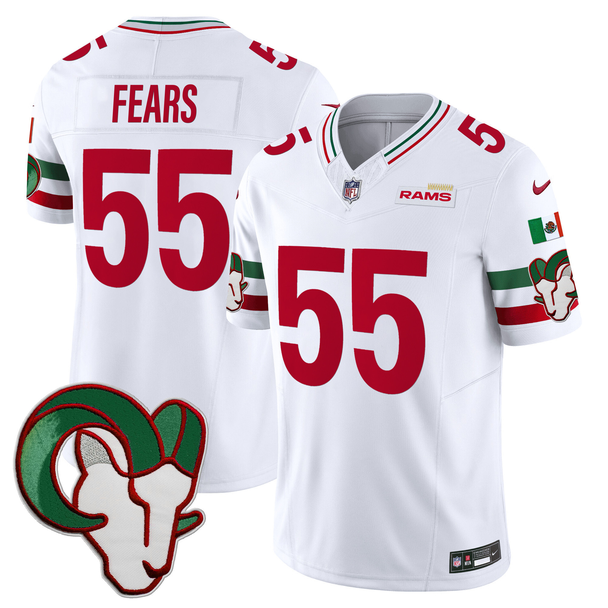 Tom Fears Men's Los Angeles Rams Mexico Vapor Limited White Jersey - All Stitched