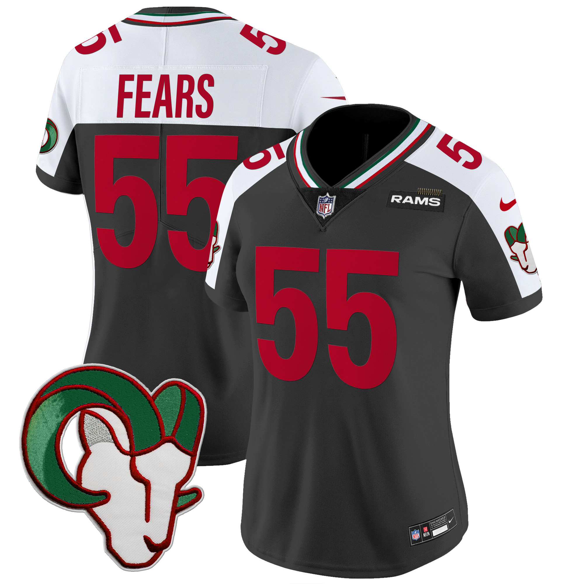 Tom Fears Women's Los Angeles Rams Mexico Vapor Limited Black Alternate Jersey - All Stitched