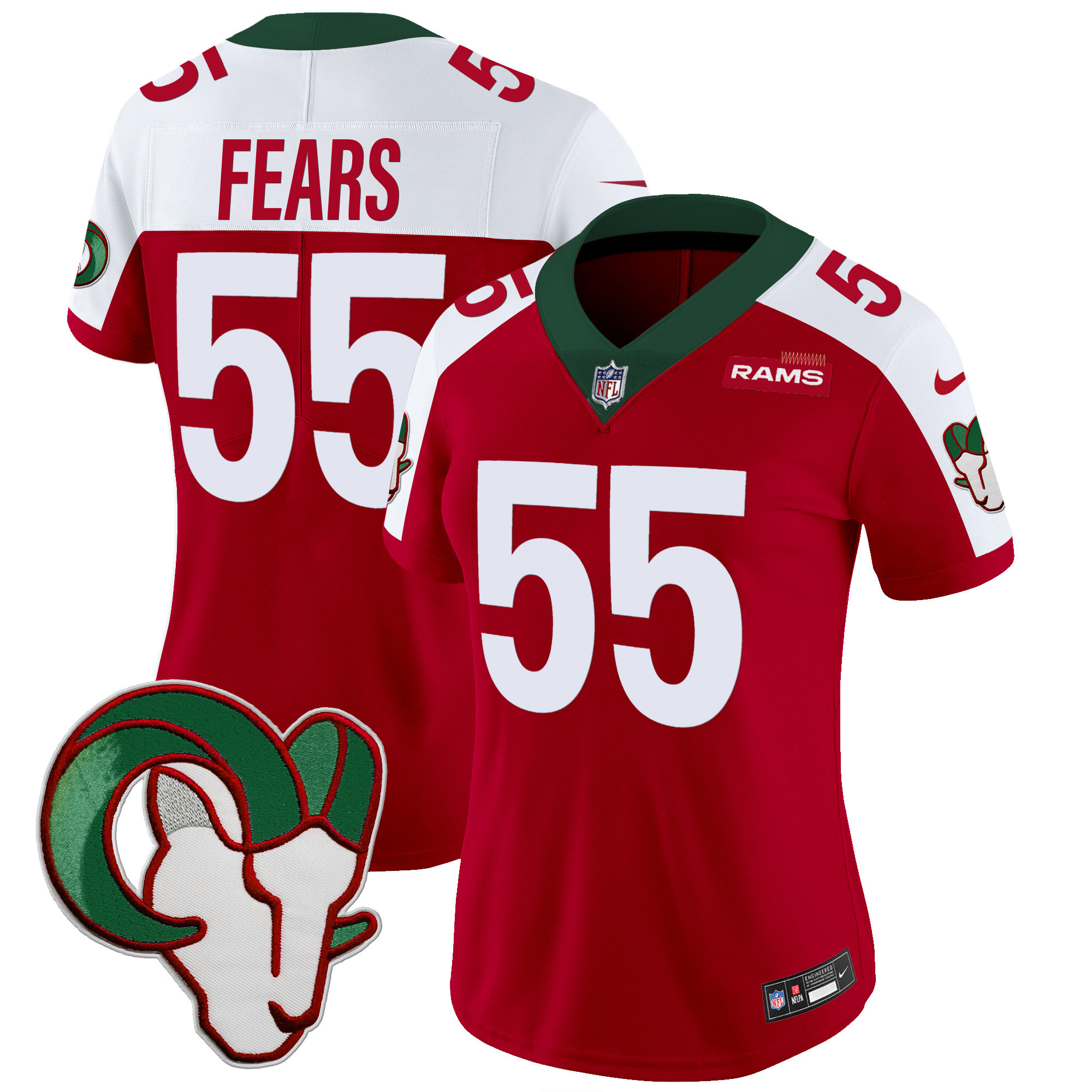 Tom Fears Women's Los Angeles Rams Mexico Vapor Limited Red Alternate Jersey - All Stitched
