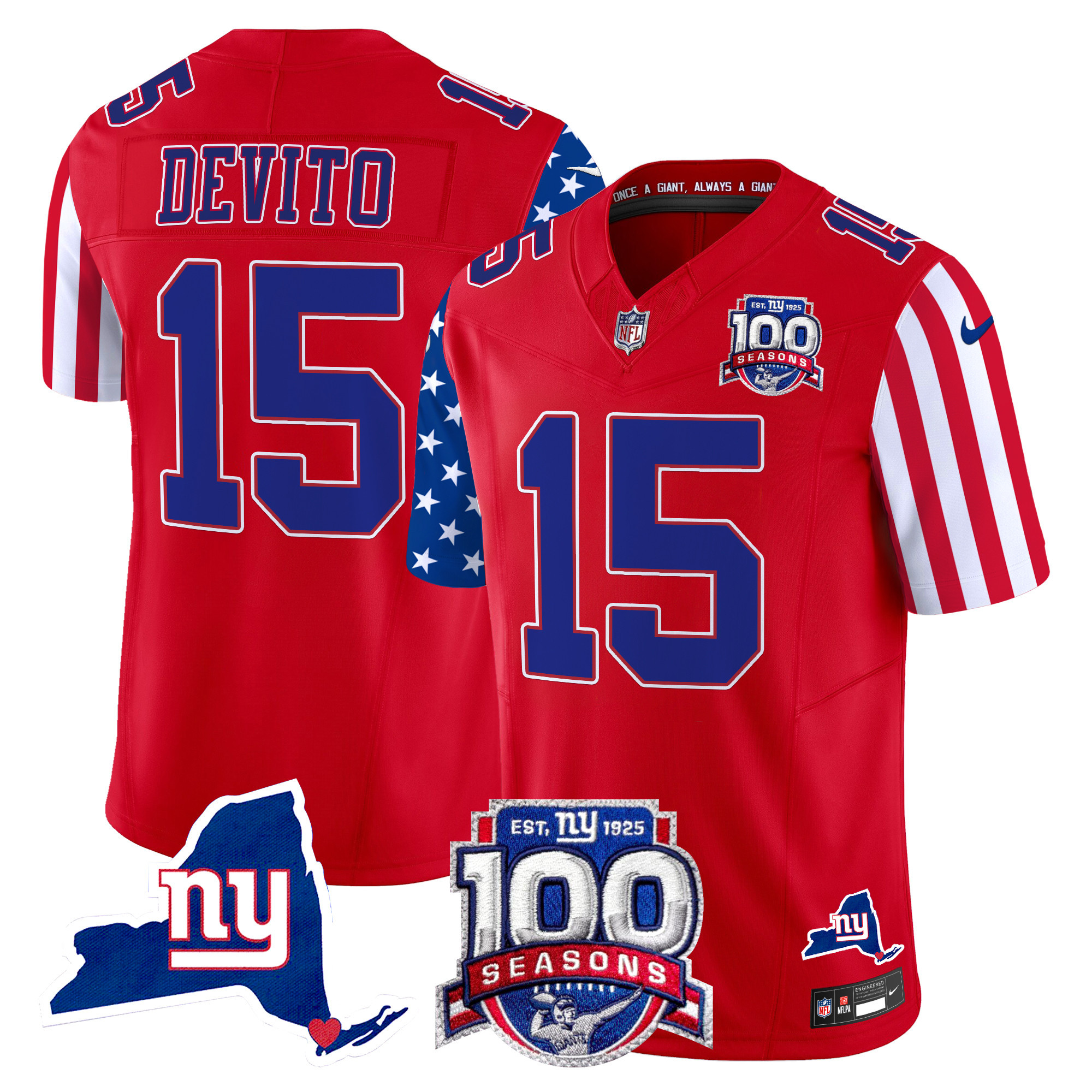 Tommy DeVito Men's New York Giants American Style Vapor Limited Red Jersey - All Stitched