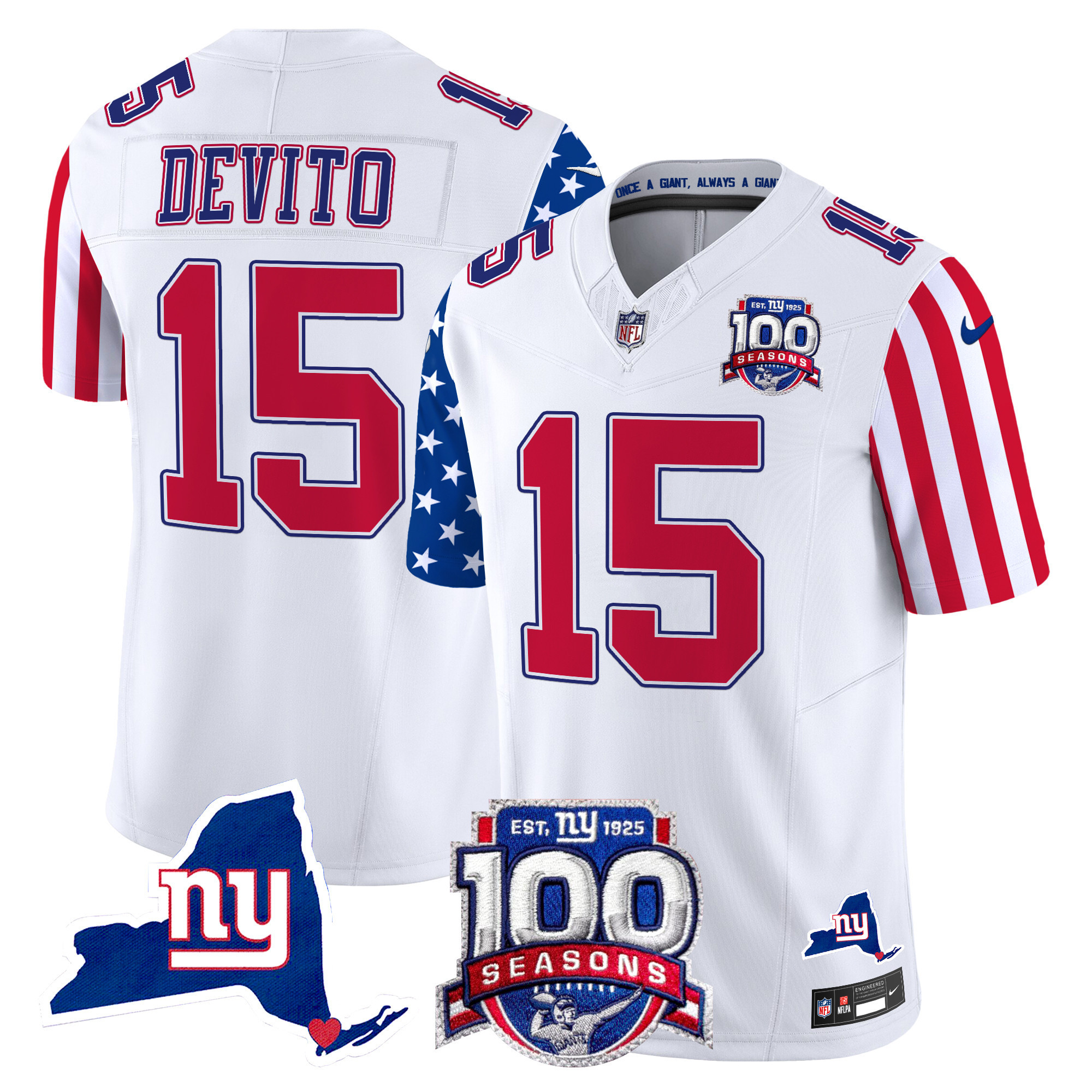 Tommy DeVito Men's New York Giants American Style Vapor Limited White Jersey - All Stitched