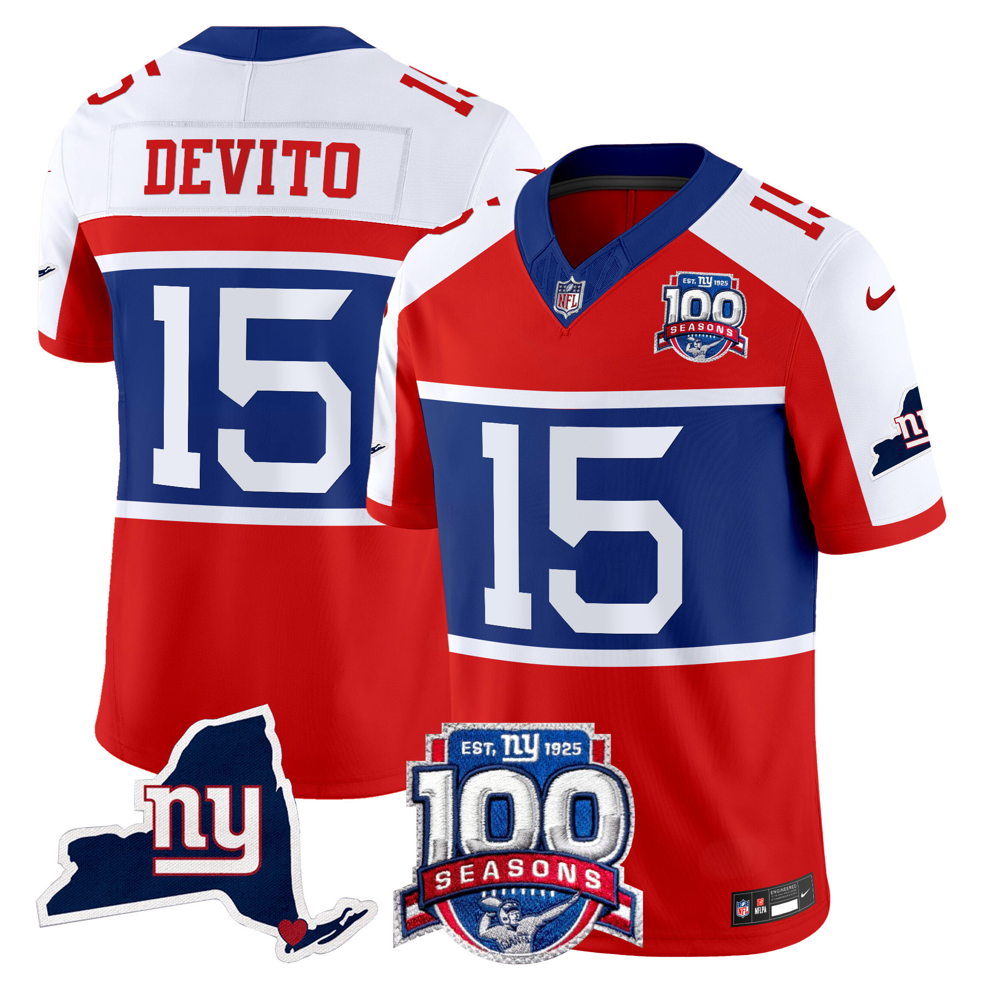Tommy DeVito Men's New York Giants 'Century Red' 100th Commemorative Vapor Red Alternate Jersey - All Stitched