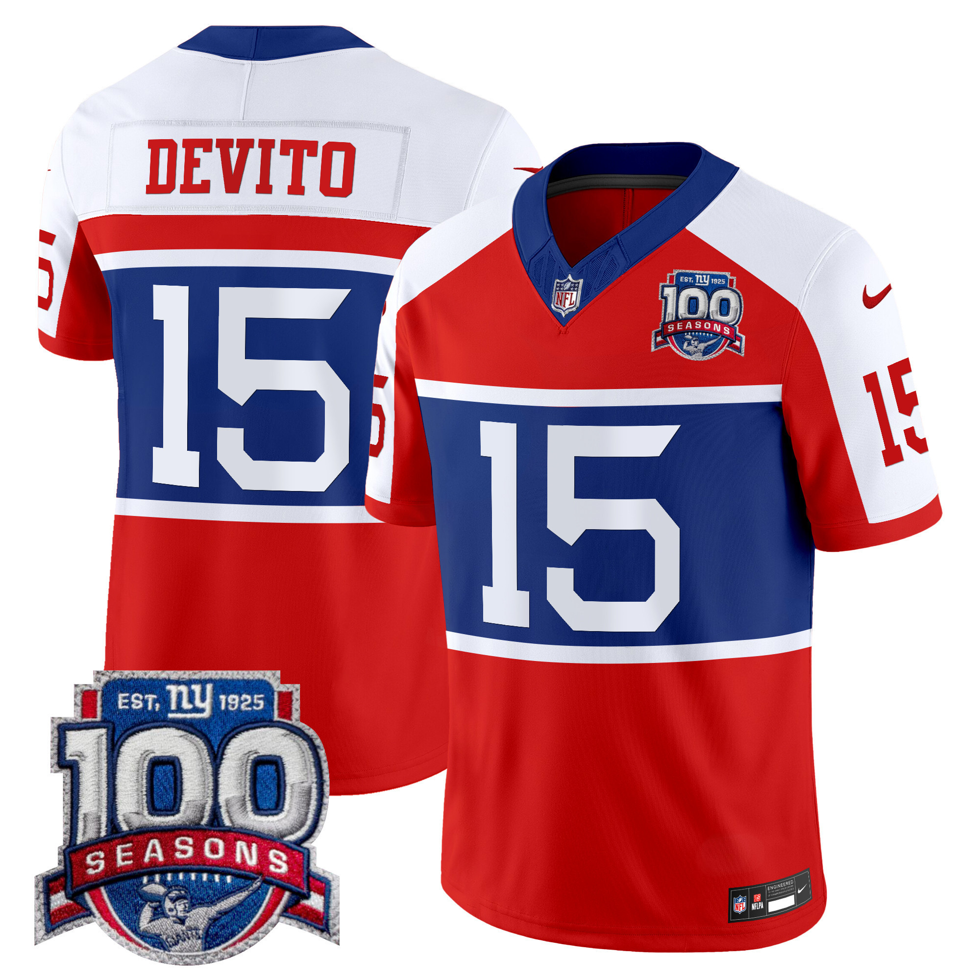 Tommy DeVito Men's New York Giants 'Century Red' 100th Season Commemorative Vapor Red Alternate Jersey - All Stitched