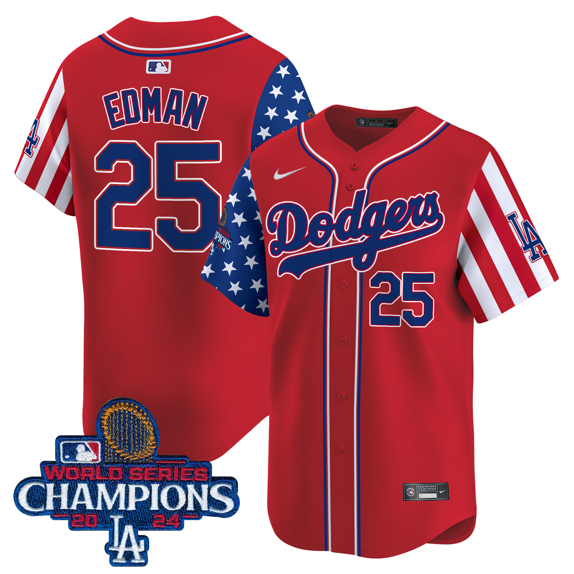 Tommy Edman Men's Los Angeles Dodgers American Style 2024 World Series Champions Vapor Premier Limited Red Jersey - All Stitched