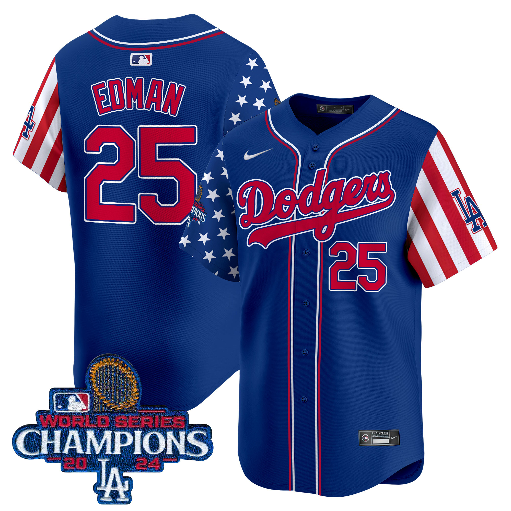 Tommy Edman Men's Los Angeles Dodgers American Style 2024 World Series Champions Vapor Premier Limited Royal Jersey - All Stitched