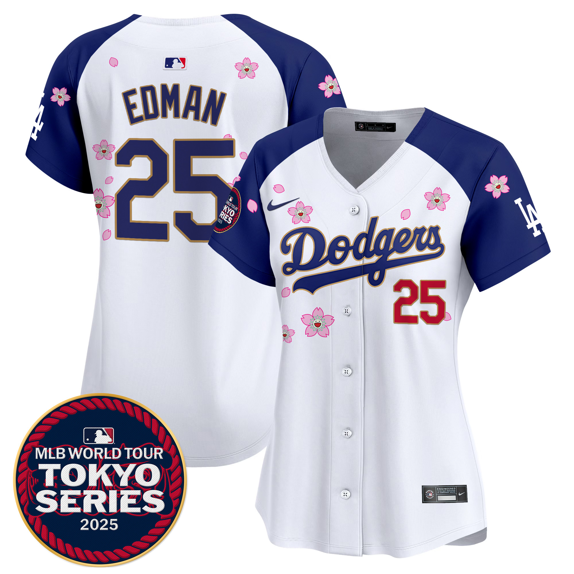 Tommy Edman Women's Los Angeles Dodgers Tokyo Series 2025 Gold Trim Vapor Premier Limited Alternate Jersey - Stitched