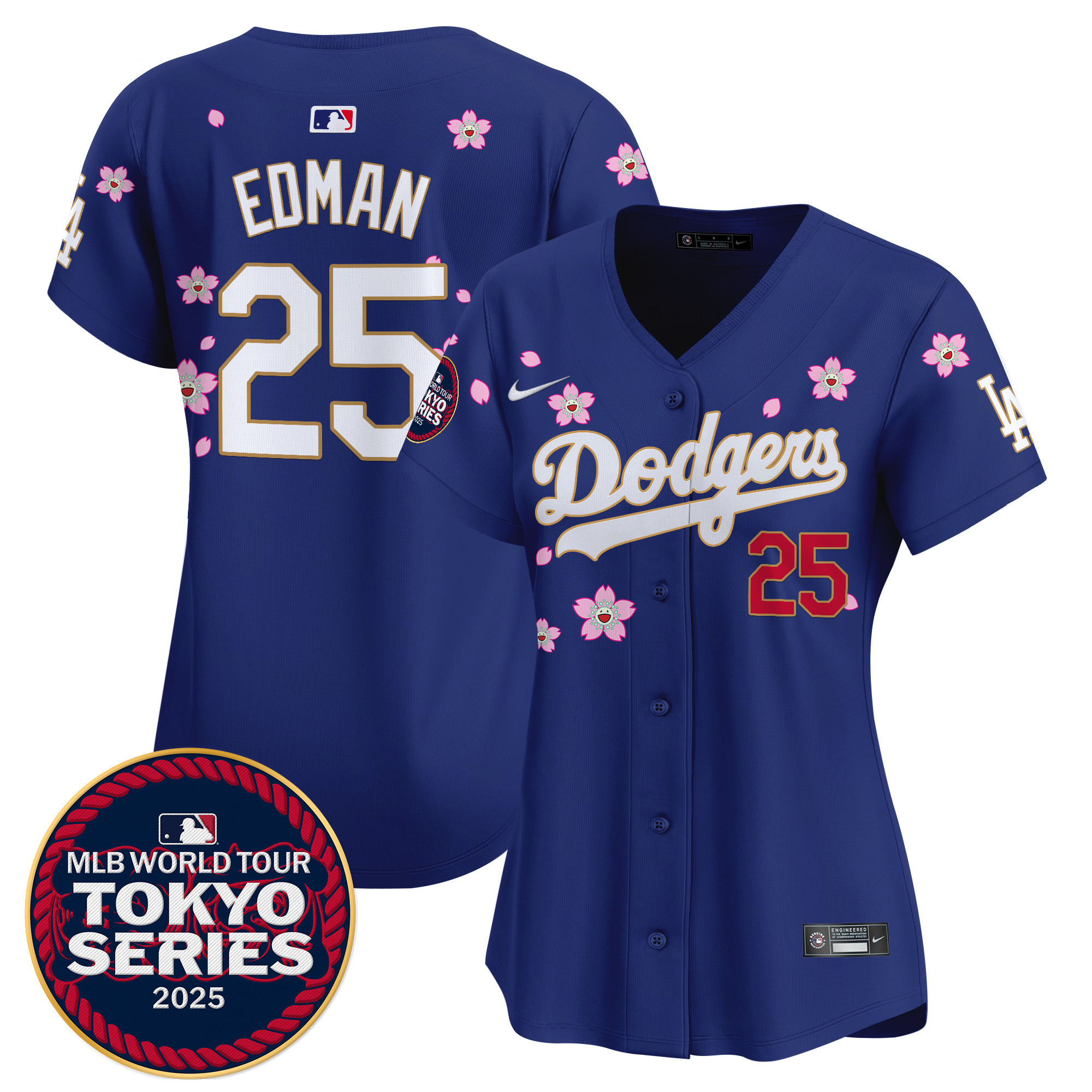 Tommy Edman Women's Los Angeles Dodgers Tokyo Series 2025 Gold Trim Vapor Premier Limited Royal Jersey - Stitched