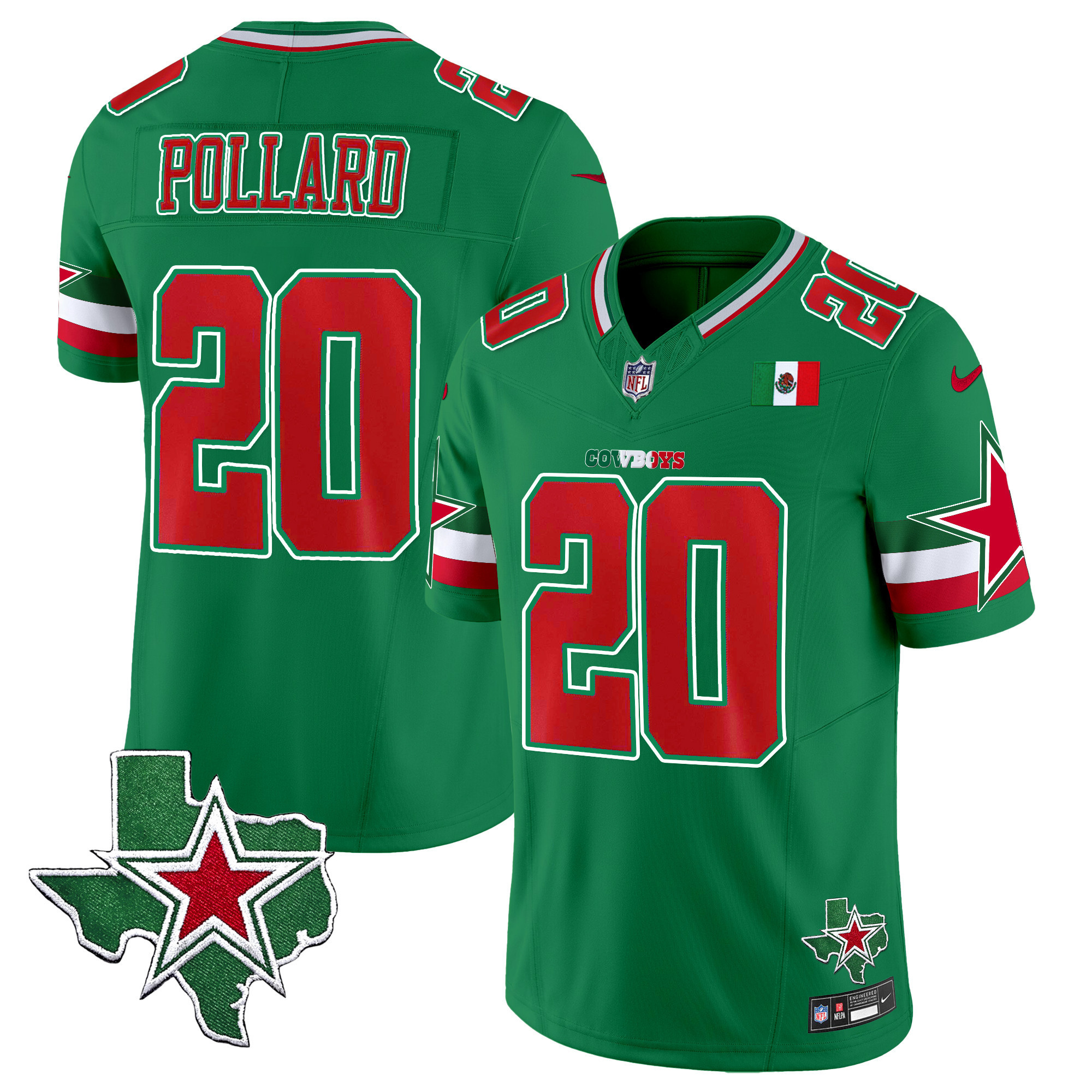 Tony Pollard Men's Dallas Cowboys 2024 Mexico Vapor Limited Green Jersey - All Stitched