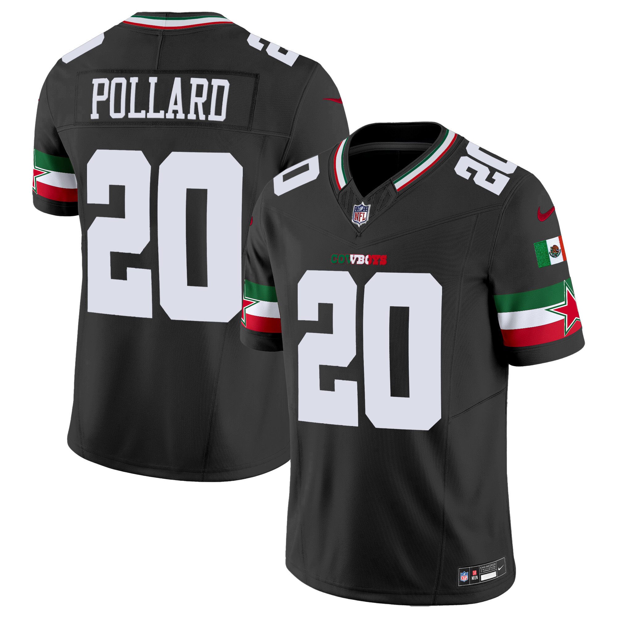 Tony Pollard Men's Dallas Cowboys Mexico Vapor Limited Black Jersey - All Stitched