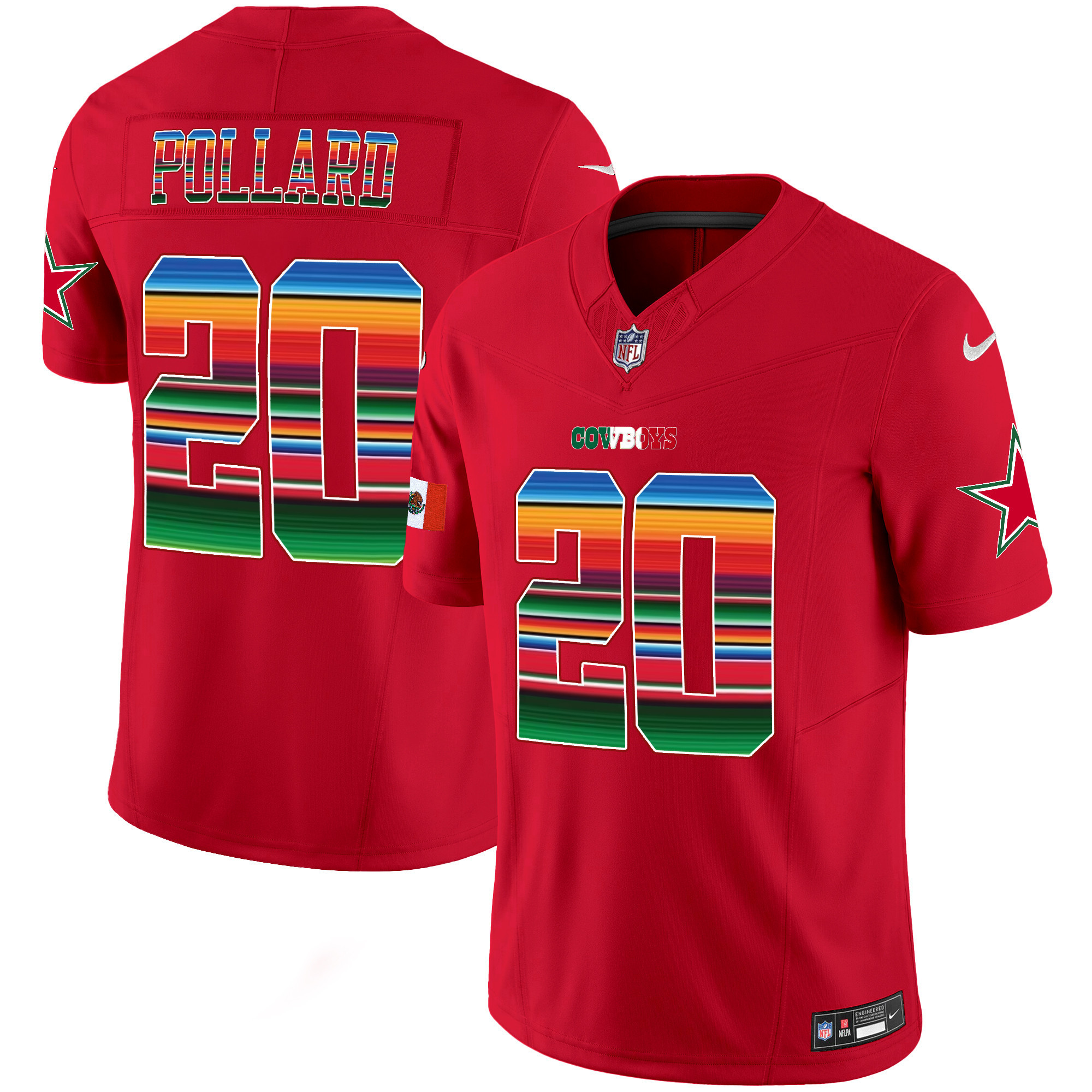 Tony Pollard Men's Dallas Cowboys Mexico Vapor Limited Red Jersey - All Stitched