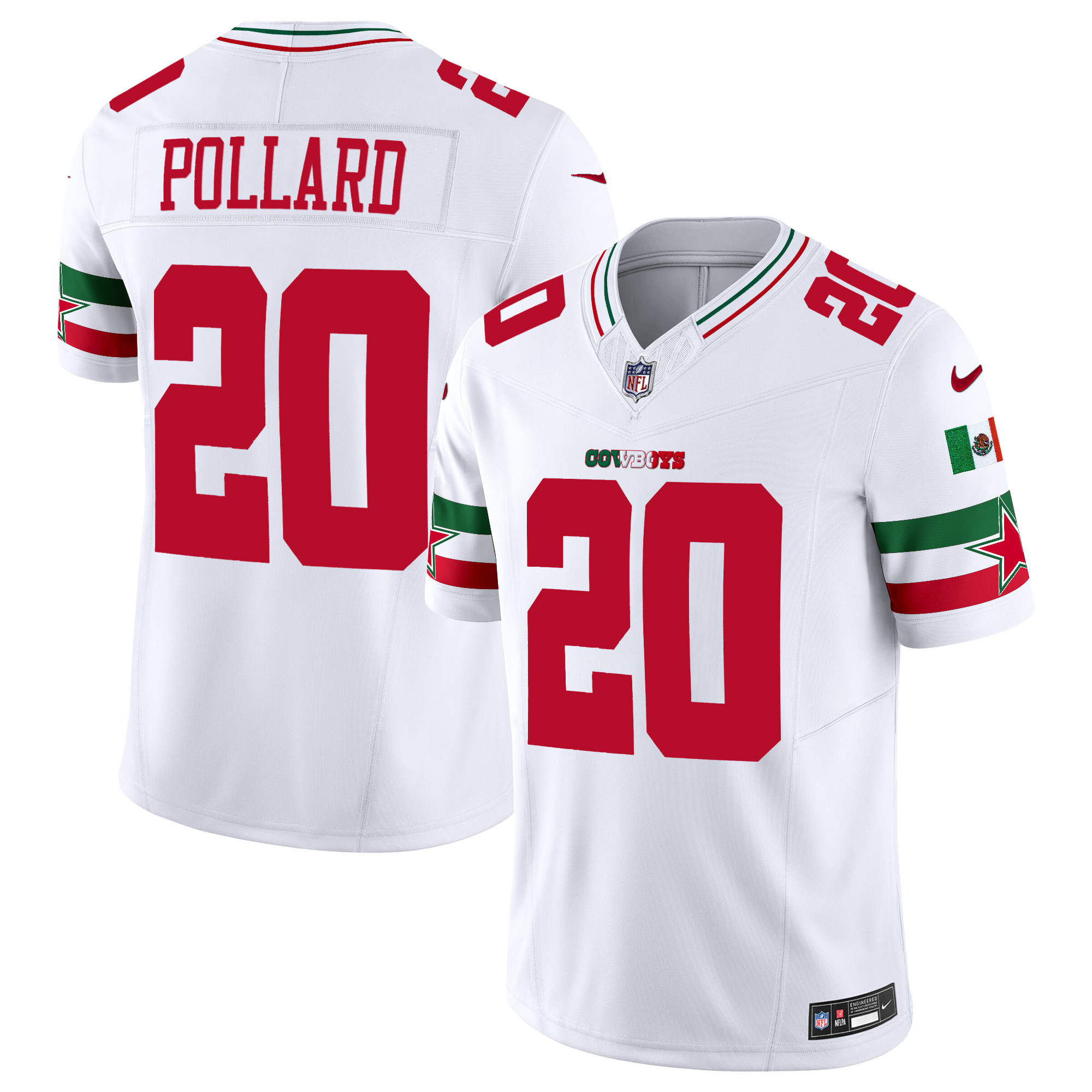 Tony Pollard Men's Dallas Cowboys Mexico Vapor Limited White Jersey - All Stitched