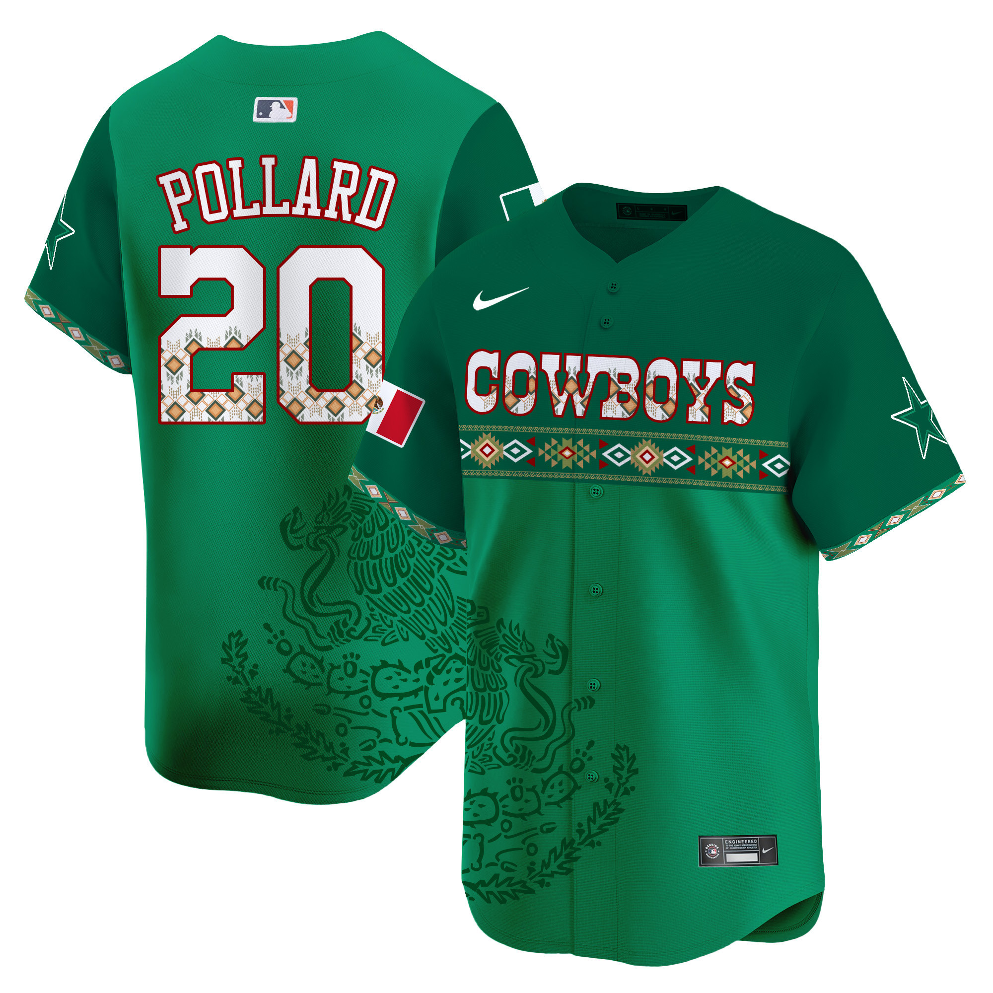 Tony Pollard Men's Dallas Cowboys Mexico Vapor Premier Limited Jersey - Printed Green Jersey - All Stitched