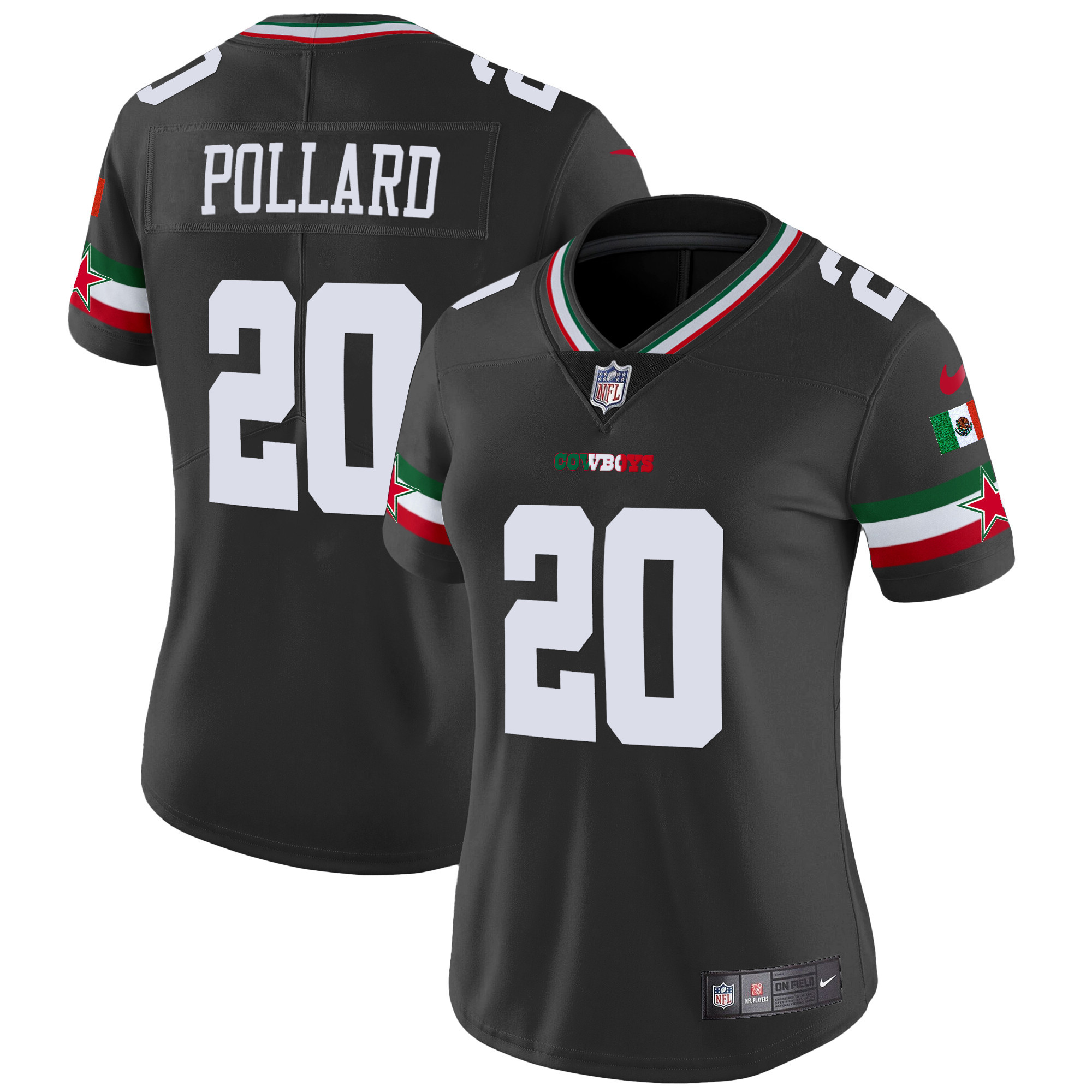 Tony Pollard Women's Dallas Cowboys Mexico Vapor Limited Black Jersey - All Stitched