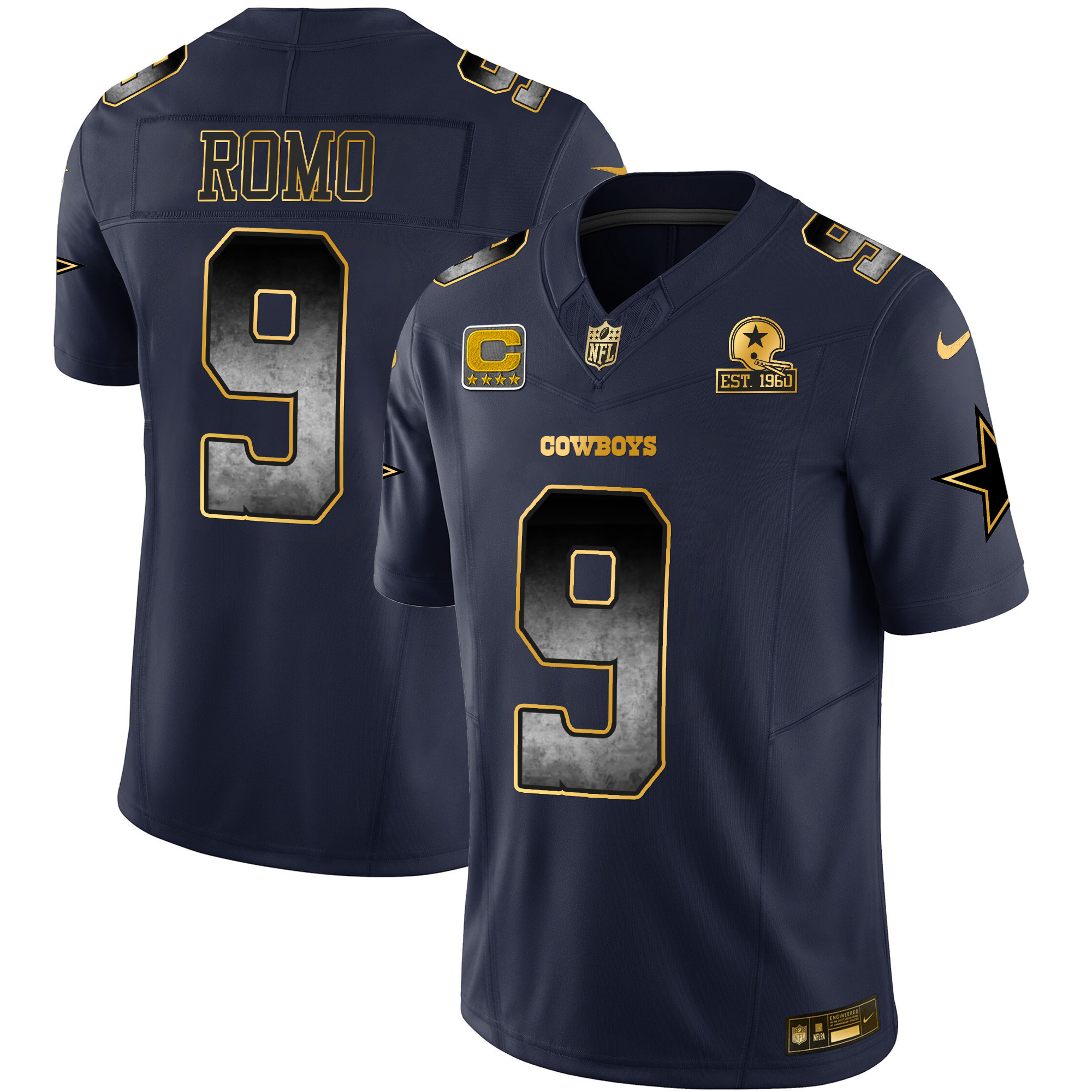 Tony Romo Men's Dallas Cowboys Arch Smoke Vapor Navy Jersey - All Stitched