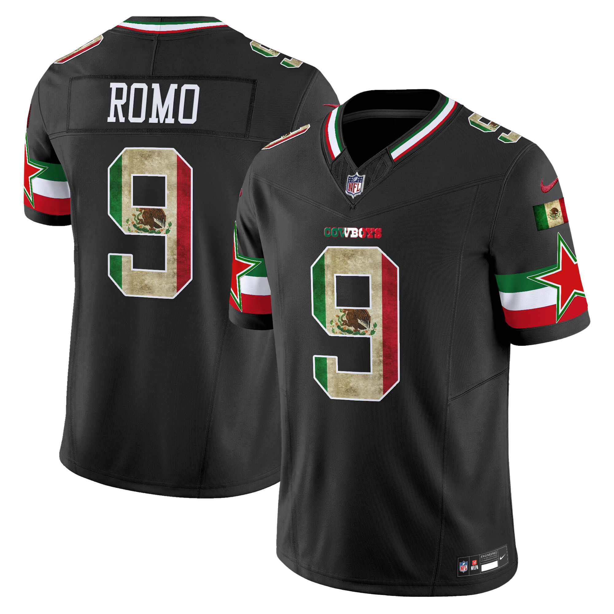 Tony Romo Men's Dallas Cowboys Mexico Vapor Limited Black Jersey - All Stitched