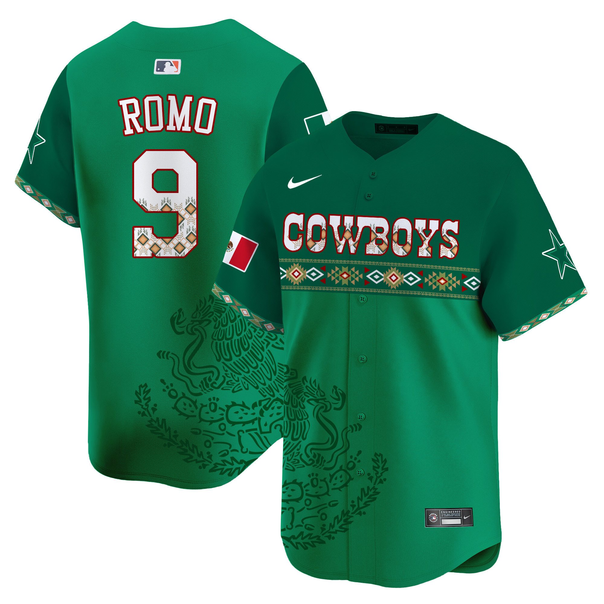 Tony Romo Men's Dallas Cowboys Mexico Vapor Premier Limited Jersey - Printed Green Jersey - All Stitched