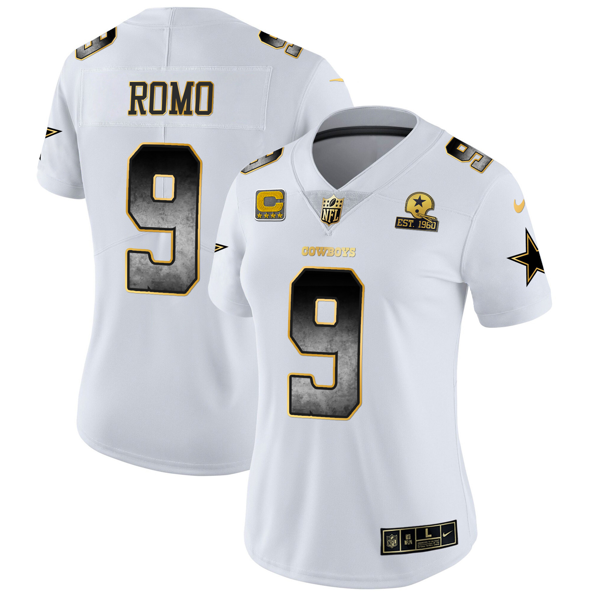 Tony Romo Women's Dallas Cowboys Arch Smoke Vapor White Jersey - All Stitched