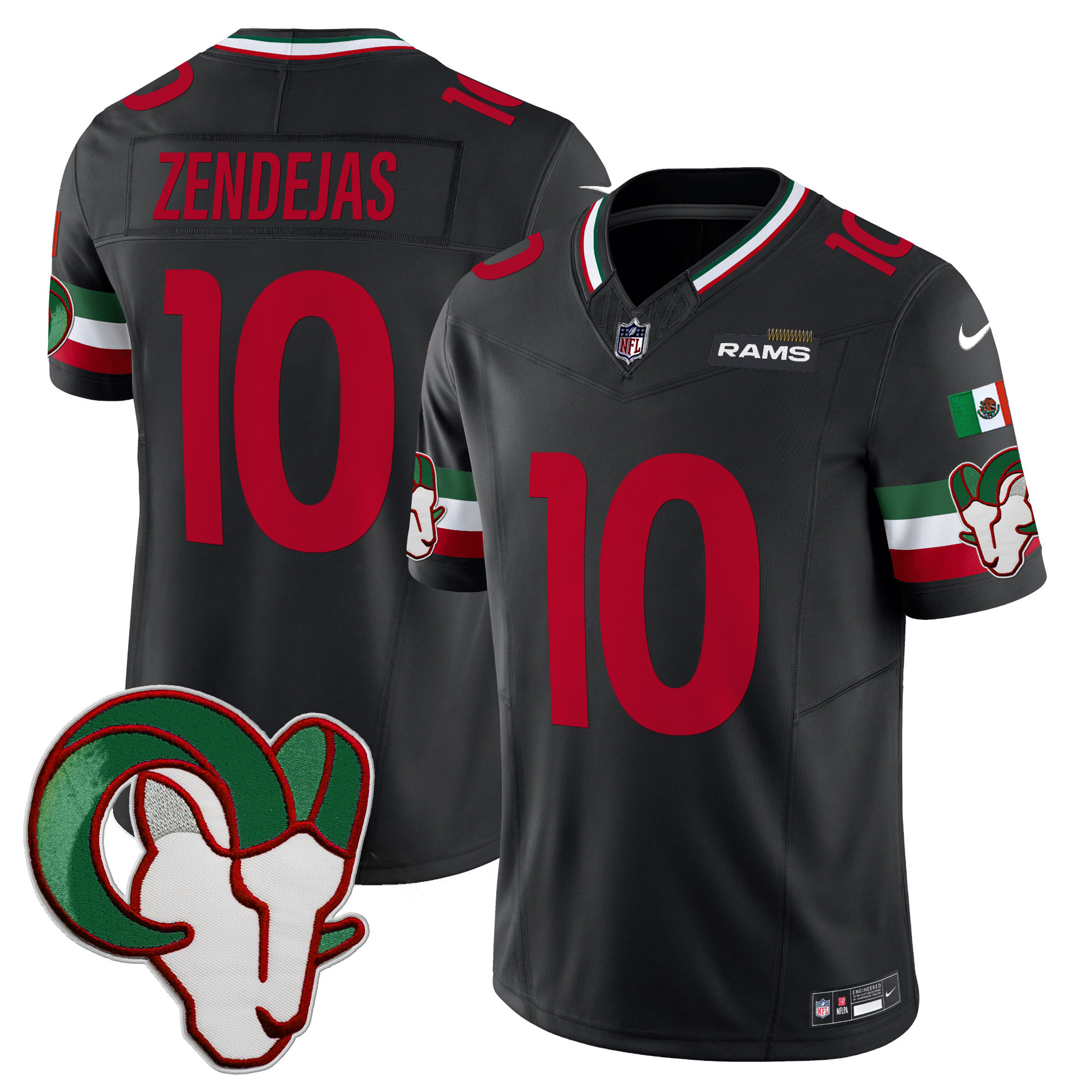 Tony Zendejas Men's Los Angeles Rams Mexico Vapor Limited Black Jersey - All Stitched