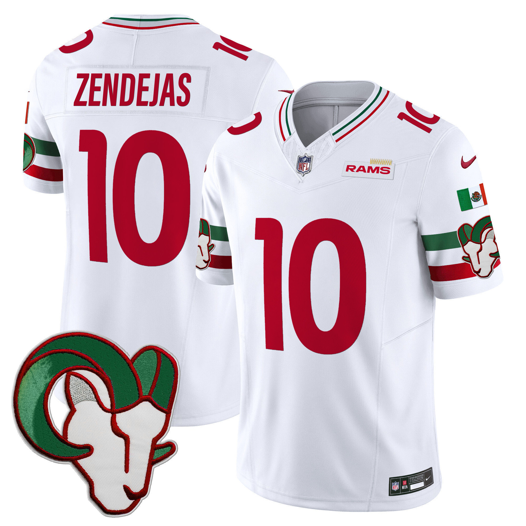 Tony Zendejas Men's Los Angeles Rams Mexico Vapor Limited White Jersey - All Stitched