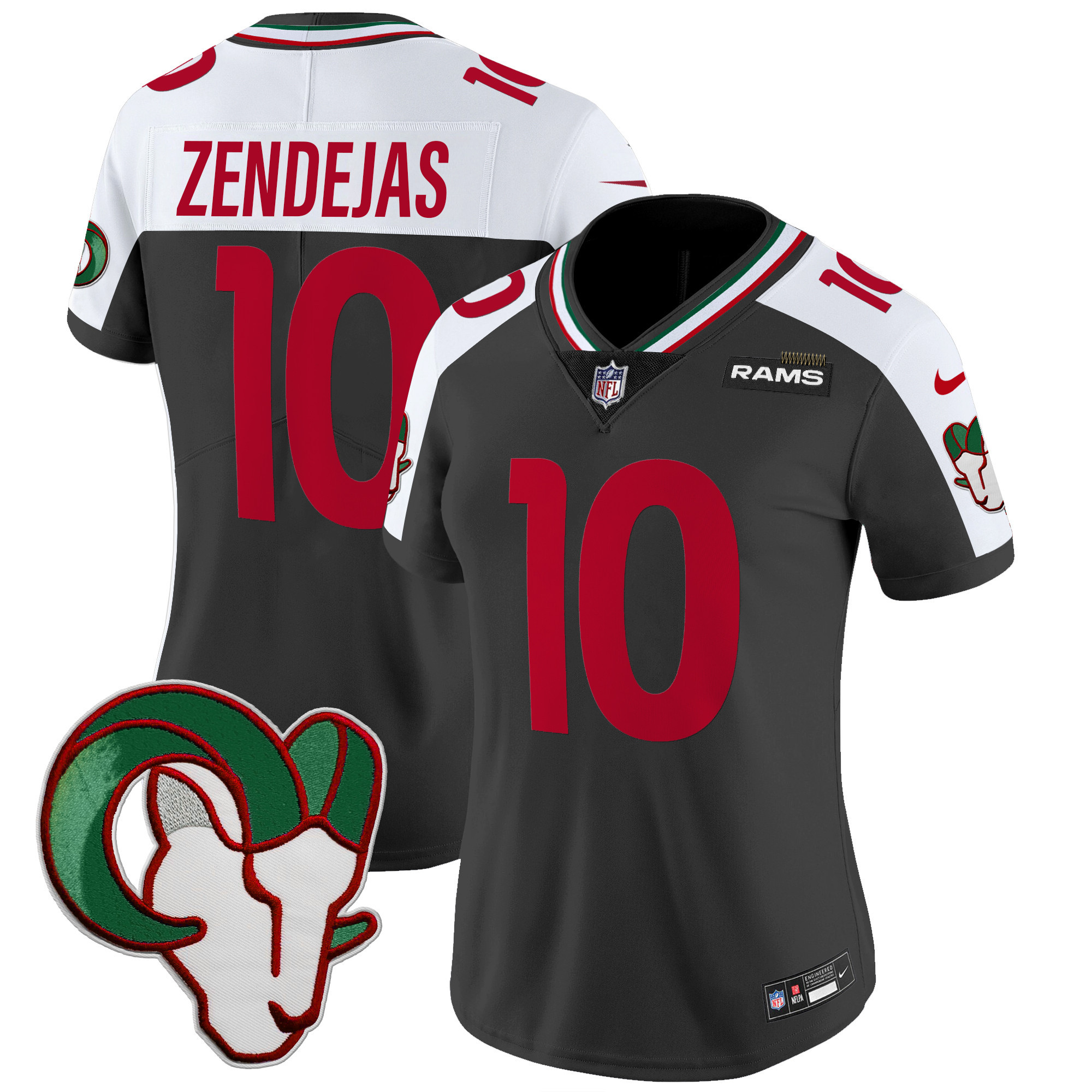 Tony Zendejas Women's Los Angeles Rams Mexico Vapor Limited Black Alternate Jersey - All Stitched