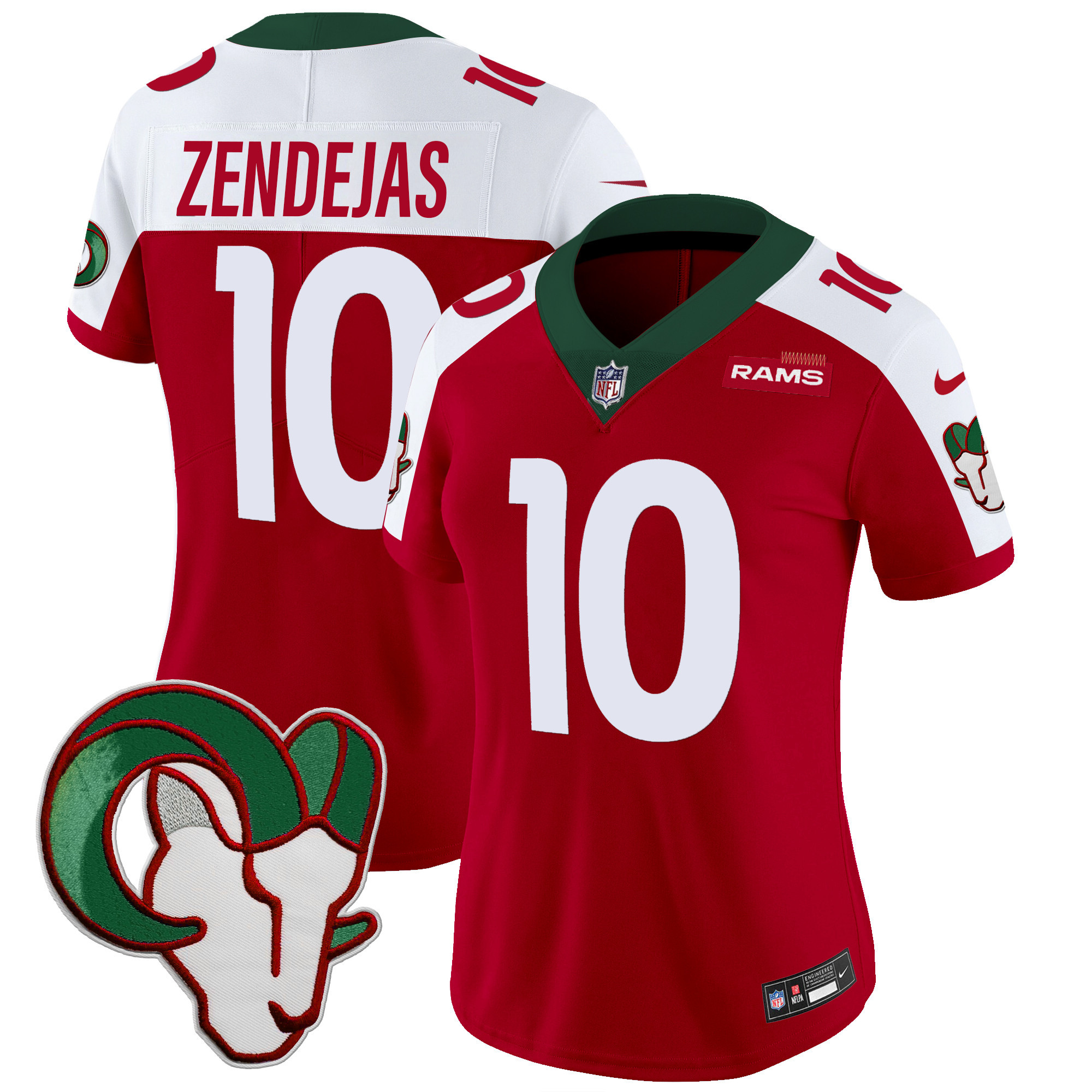 Tony Zendejas Women's Los Angeles Rams Mexico Vapor Limited Red Alternate Jersey - All Stitched