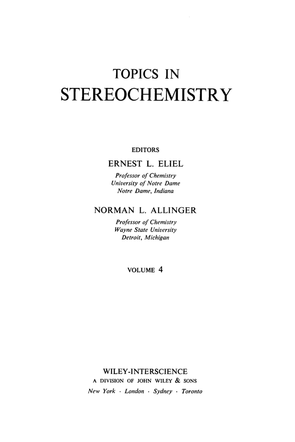 Topics in Stereochemistry 1st Edition - (PDF/EPUB Version)