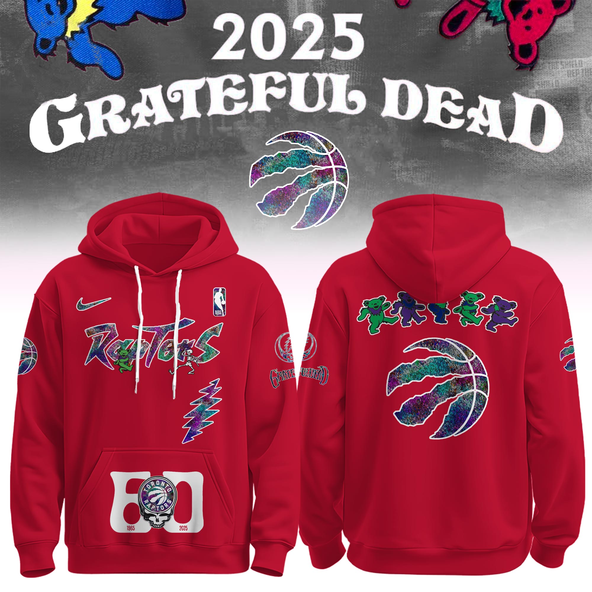 Toronto Raptors x Grateful Dead 60th Hoodie Editions Limited 1965 2025