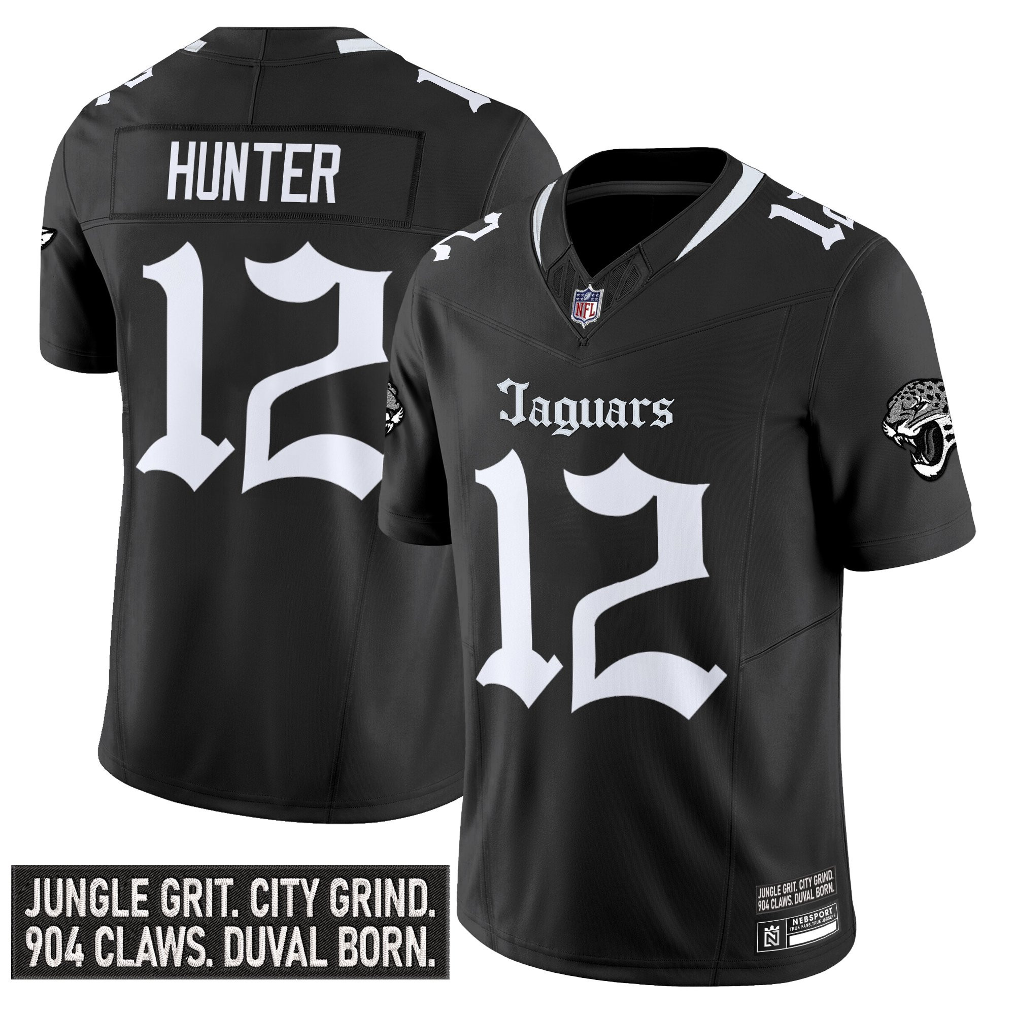 Travis Hunter Men's Jacksonville Jaguars 'Gothic Duvall Shadows Edition' Vapor Black Jersey - All Stitched