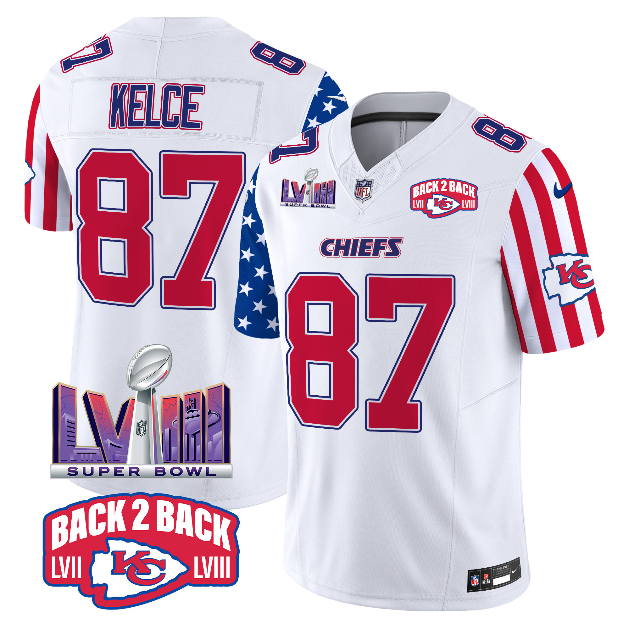 Travis Kelce Men's Kansas City Chiefs American Style Vapor Limited White Jersey - All Stitched